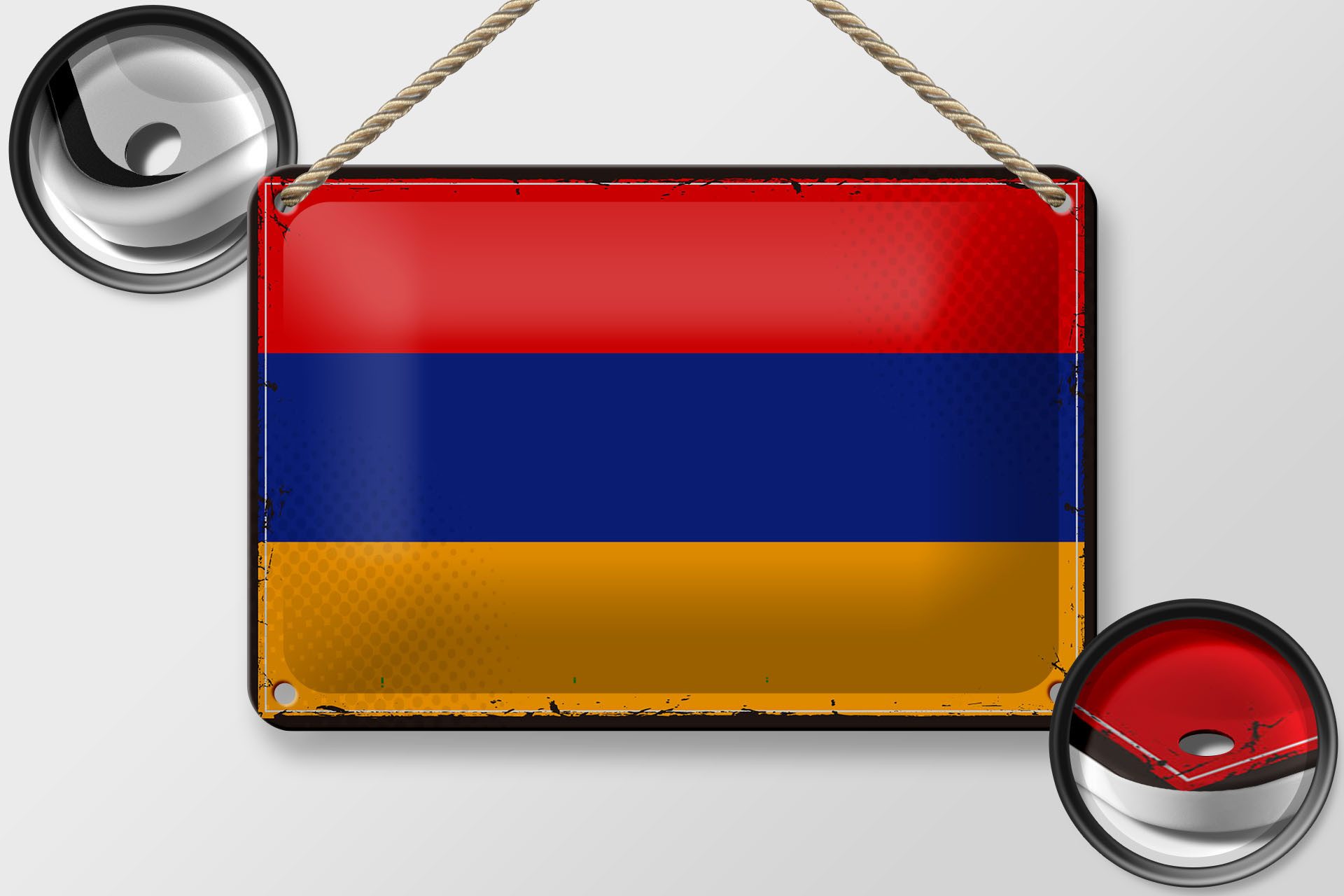 Femer GmbH Metallschild Flagge Armenien 18x12cm Retro Flag of Armenia, (1 St), gewölbte Oberfläche, abgerundete Ecken, umgeschlagene Kanten