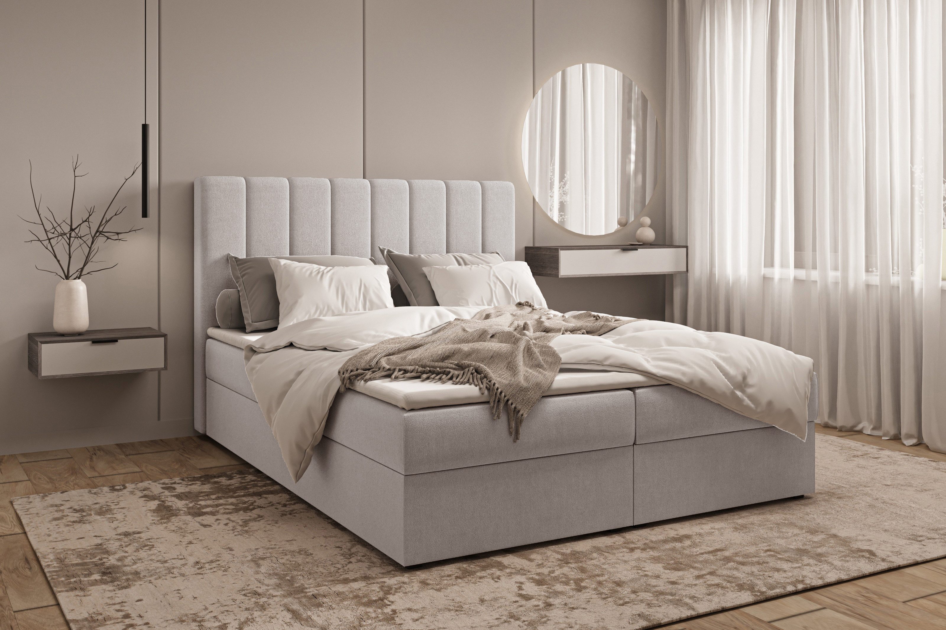 MOEBLO Boxspringbett Bett 01 (Bonell, Topper, Doppelbett gepolstertes Kopft günstig online kaufen