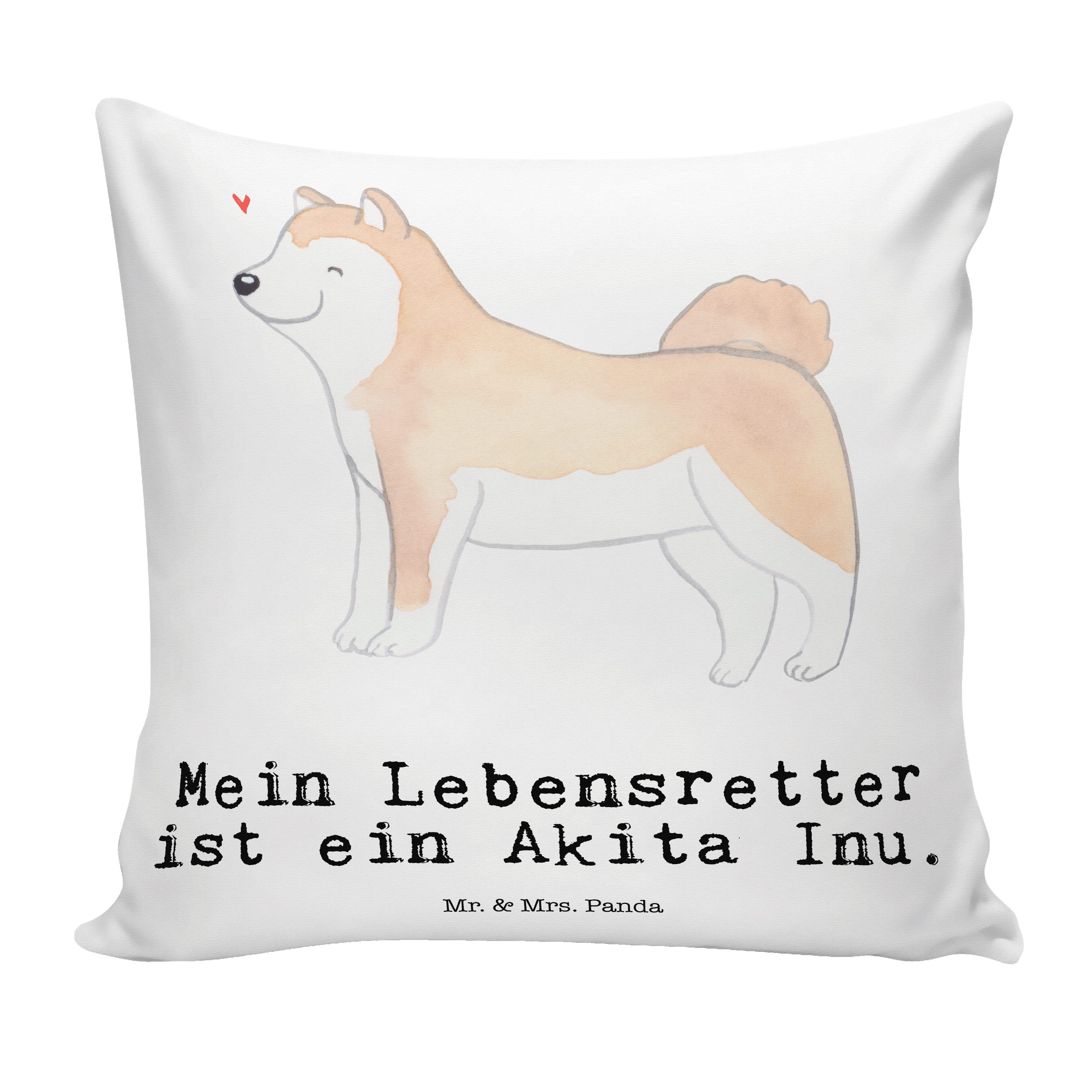 Mr. & Mrs. Panda Dekokissen Akita Inu Lebensretter - Weiß - Geschenk, Sofakissen, Hundebesitzer