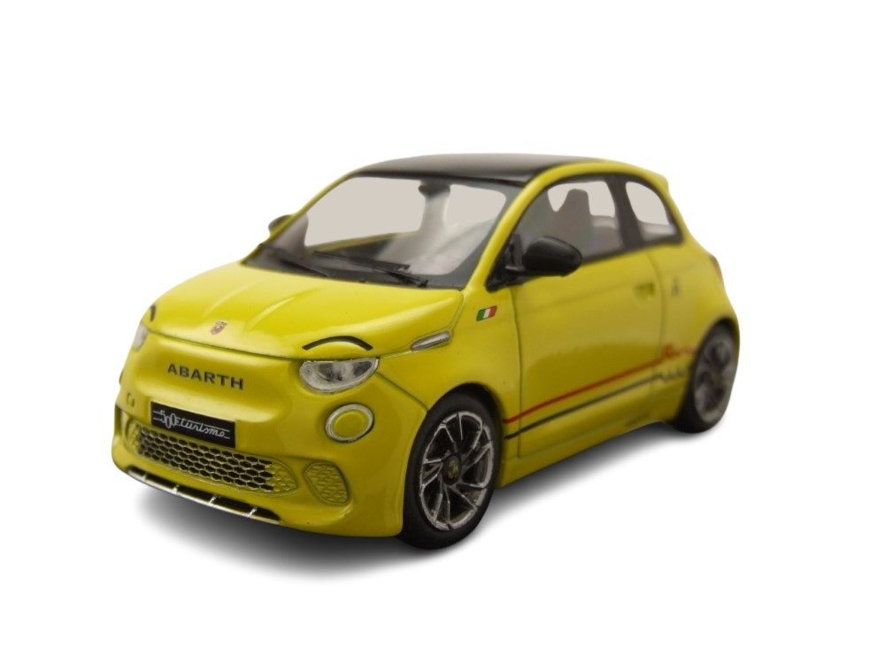 ixo Models Modellauto Fiat 500e Abarth 2024 gelb, Maßstab 1:43