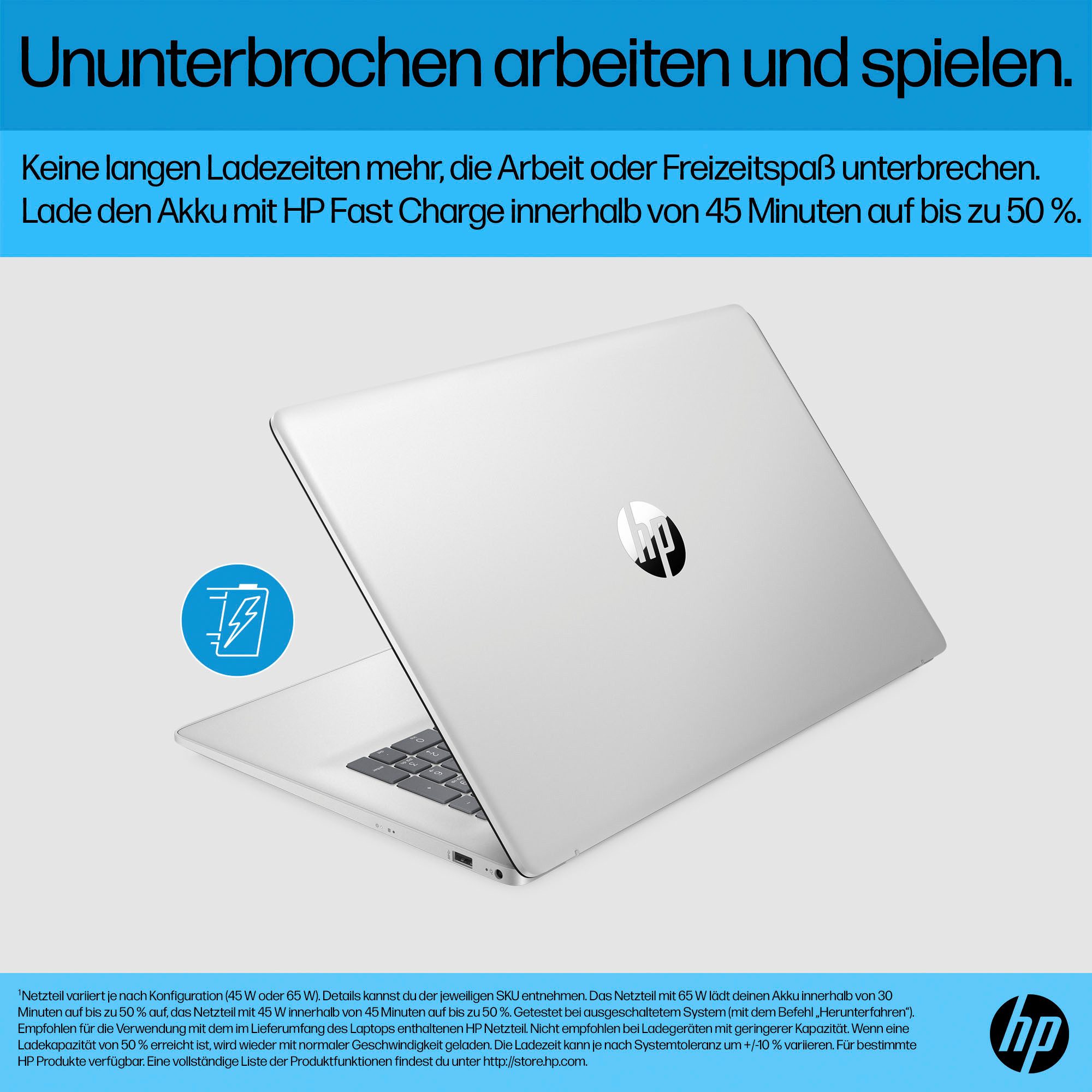 HP 17-cn3264ng Notebook (43,9 cm/17,3 Zoll, Intel Core i5 1334U, Iris Xe Graphics, 512 GB SSD)