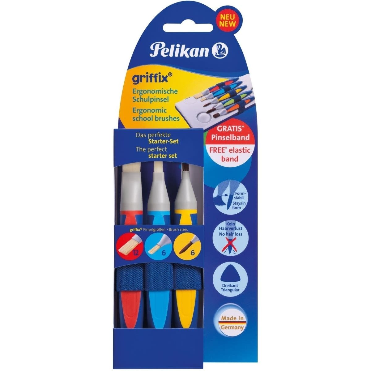 Pinsel Schulstarter-Set griffix Synthetik VE=3 Stück Trägerkarte (5 Stück)