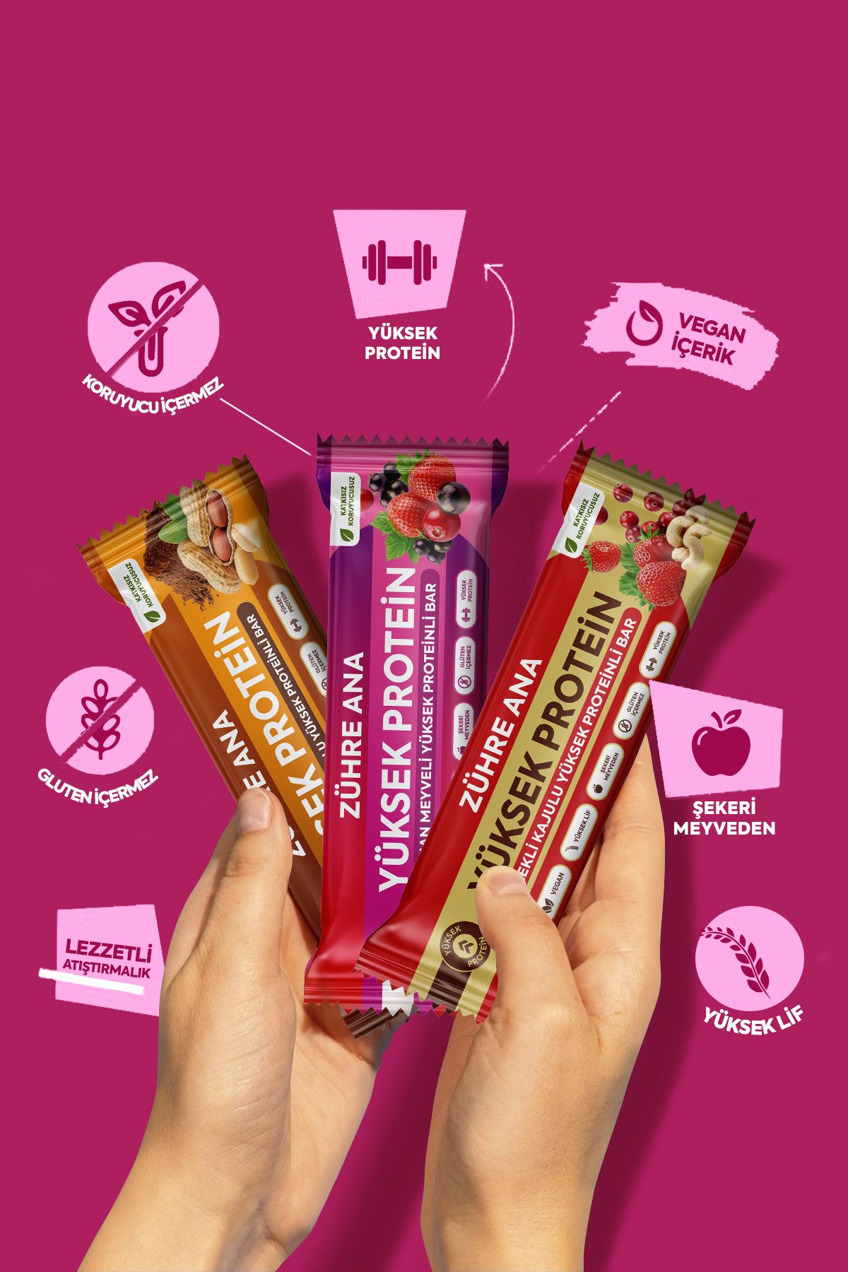 Zühre Ana® Riegel Proteinriegel Mix Box 12x – Vegan, Glutenfrei, Ohne Zuckerzusatz, 420 g, Proteinreicher, leckerer Snack, 35gr x 12 Stück