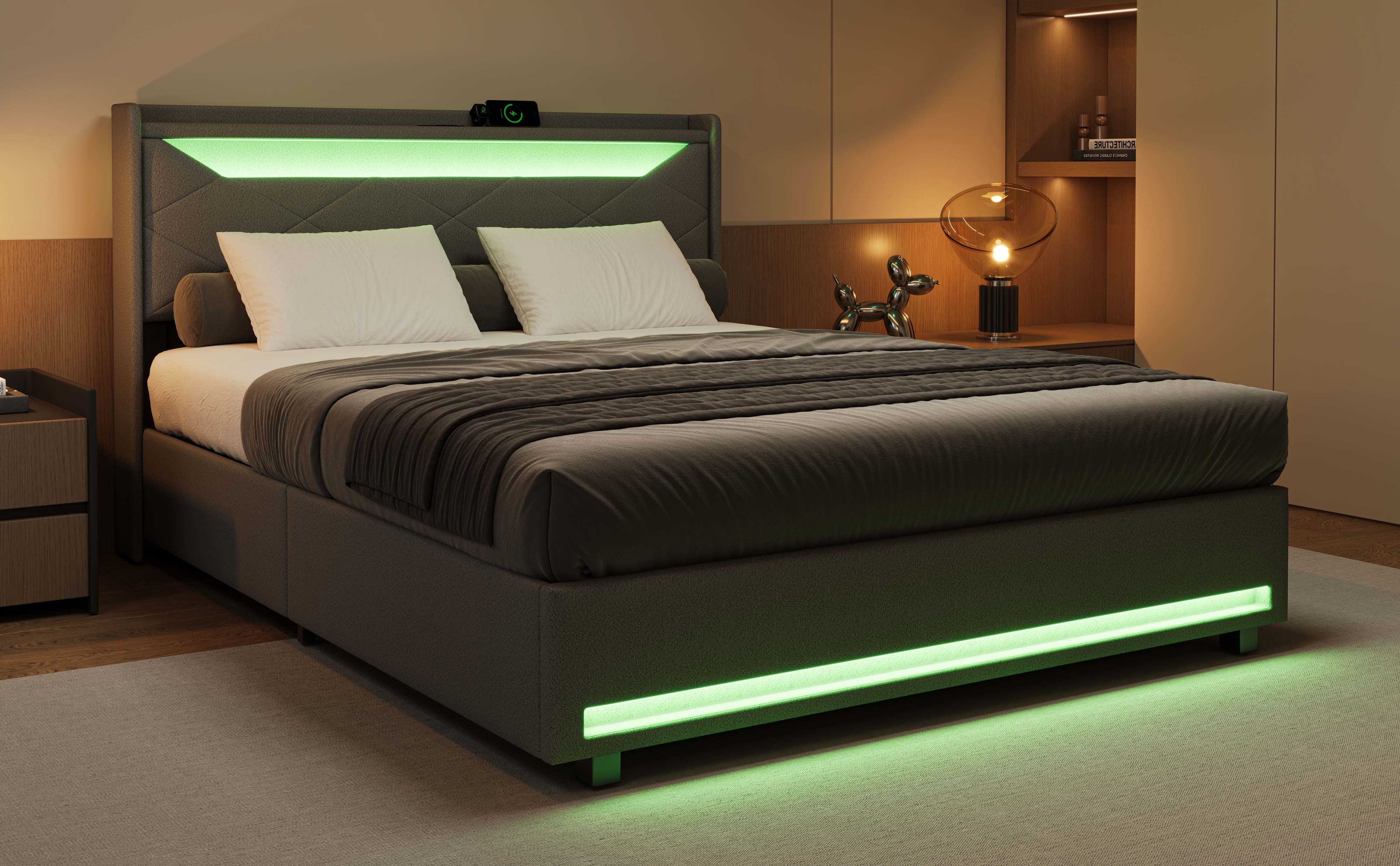 Gdood Polsterbett Doppelbett LED Stauraumbett (1-tlg., günstig online kaufen