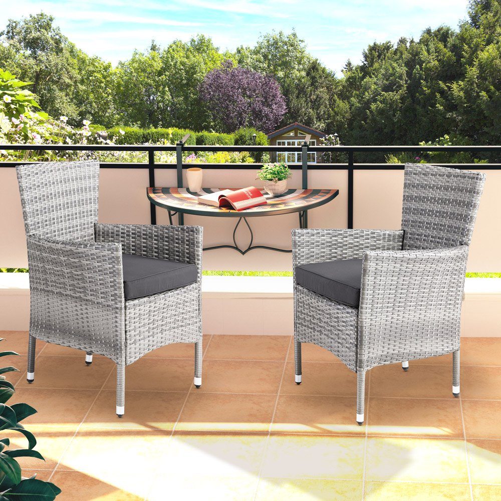 Casaria Gartenstuhl, Polyrattan 4er Set Stapelbar günstig online kaufen