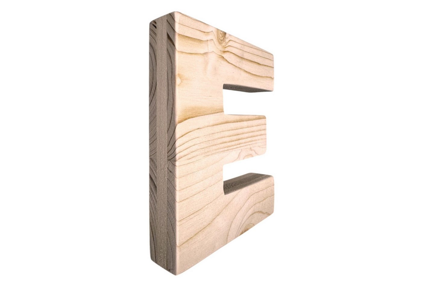 Zayno Deko-Buchstaben Holzbuchstabe "E" aus massivem Fichtenholz (Packung, 1 St., Fördert das Kennenlernen des Alphabetes), in liebevoller Handarbeit aus hochwertigem Fichtenholz gefertigt.
