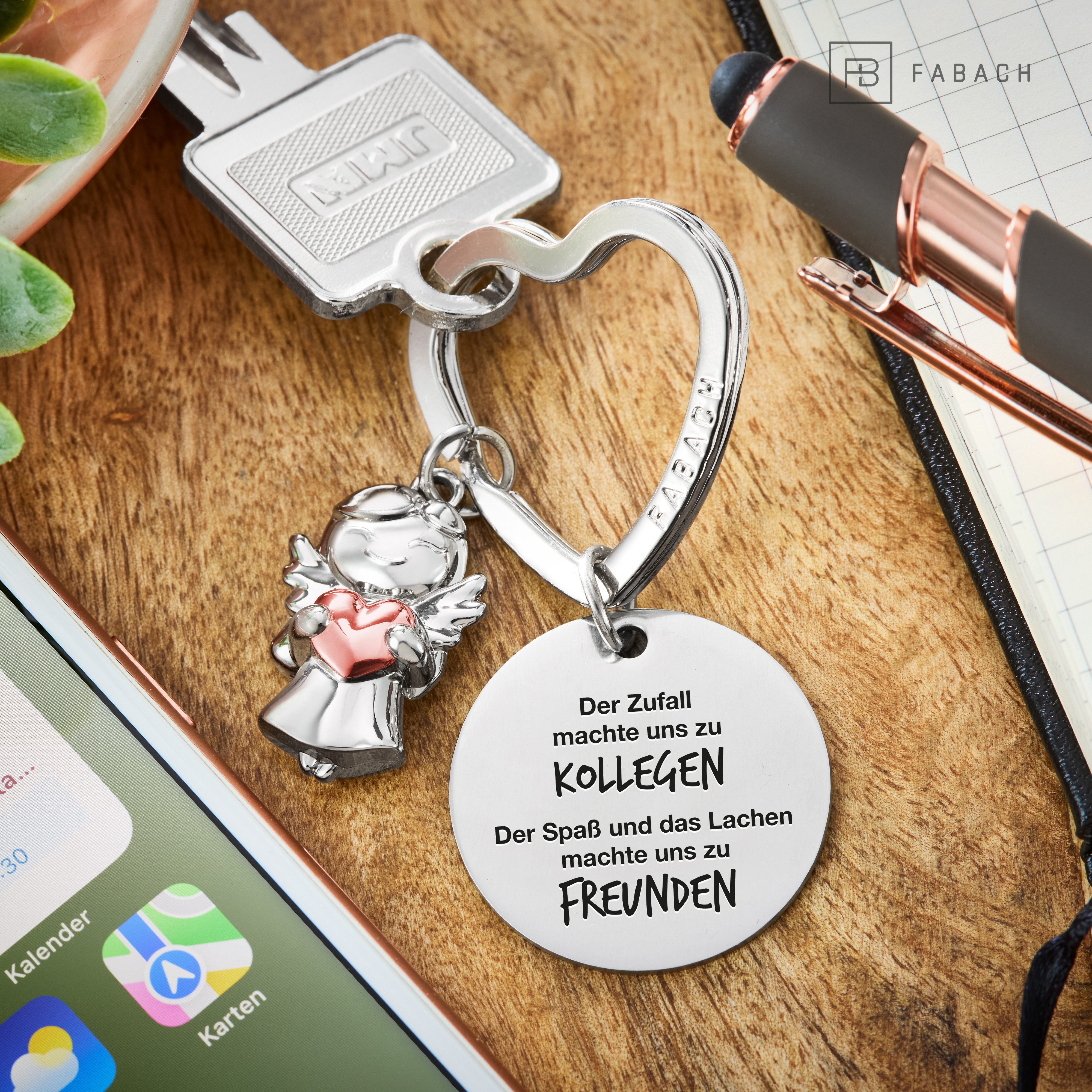 FABACH Schlüsselanhänger Schutzengel Star in Charms Größe mit Gravur "Beste Kollegin" – Bild 5 von 5
