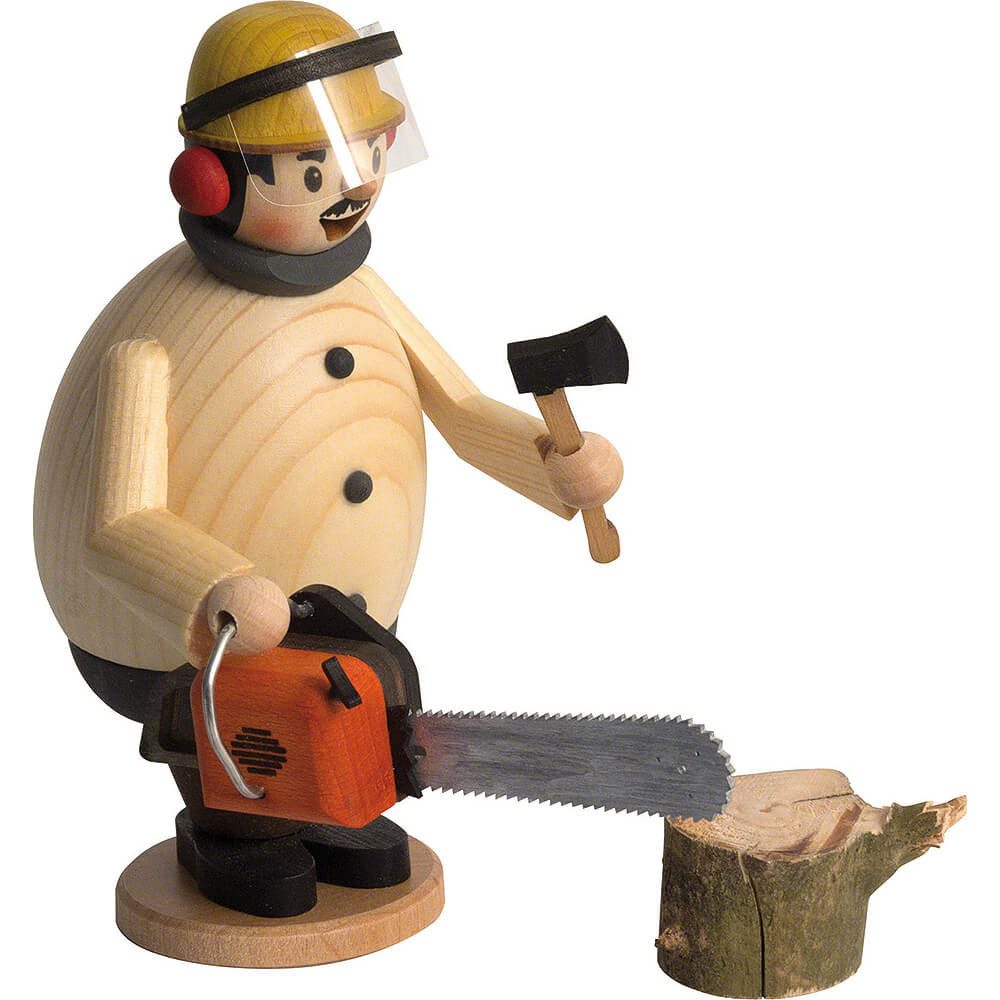 Kuhnert Räuchermännchen Max mit Kettensäge (16cm) Räuchermann von Drechslerei Kuhnert