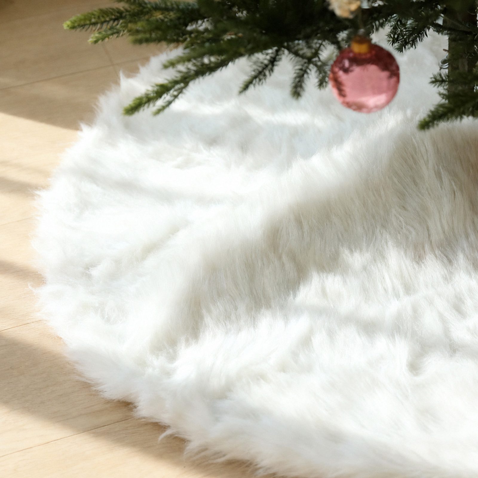 Salcar Weihnachtsbaumdecke Weihnachtsbaumdecke Baumrock Baumteppich Weihnachten Plüsch Rund Weiß, Weinachtsdeko für Weihnachtsbaum, Tannenbaumdecke, Christbaums – Bild 5 von 5