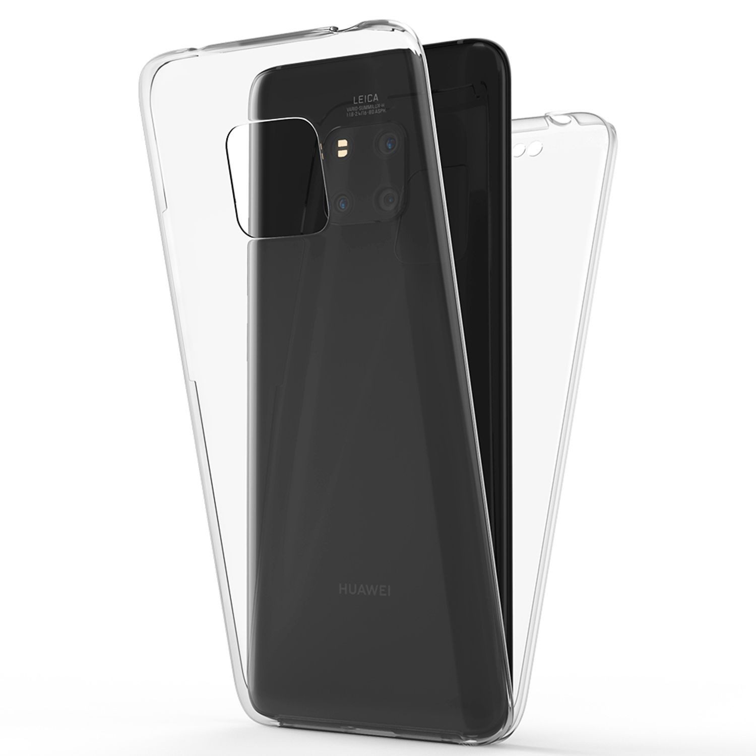 Nalia Smartphone-Hülle Huawei Mate 20 Pro 16,3 cm (6,4 Zoll), Klare 360 Grad Hülle / Rundumschutz / Transparent / Displayschutz Case