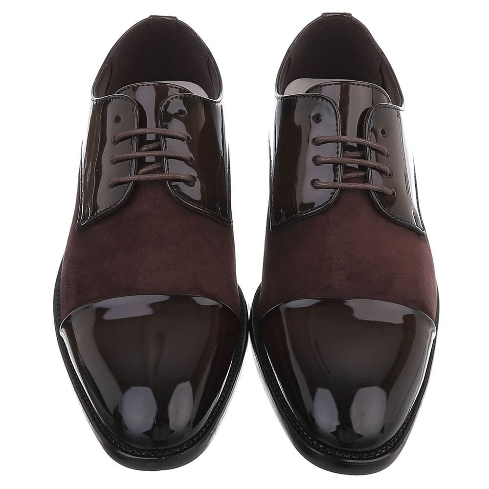 Coolwalk Herrenschuh Derby glänzend Schnürung elegant Freizeit Schnürschuh (91977169) Blockabsatz Business-Schuhe in Braun – Bild 4 von 5