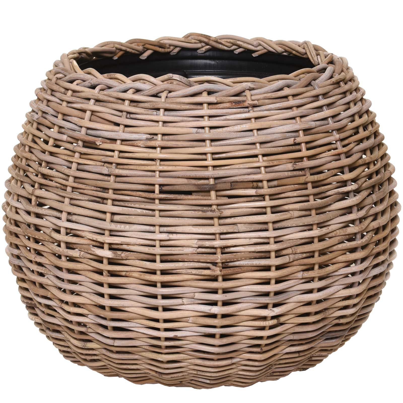 VIVANNO Weidenkorb Rattan PALLA Rund - Natur Geflochten (1 St), 55x44 cm
