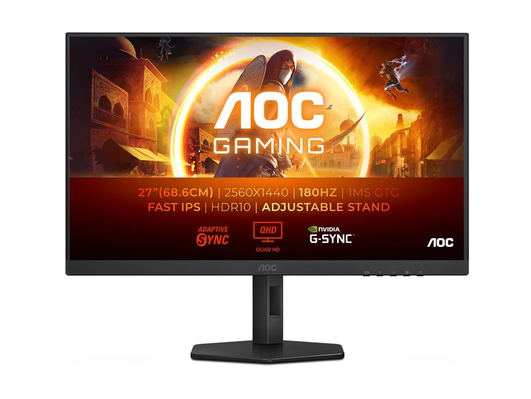 AOC AOC Gaming Monitor Q27G4XF – 27 Zoll QHD, 180Hz, 1ms Gaming-Monitor (68.6 cm/27 ", 2560 x 1440 px, QHD, 1 ms Reaktionszeit, 180 Hz, 27", QHD, HDMI, DP, VESA, Pivot)