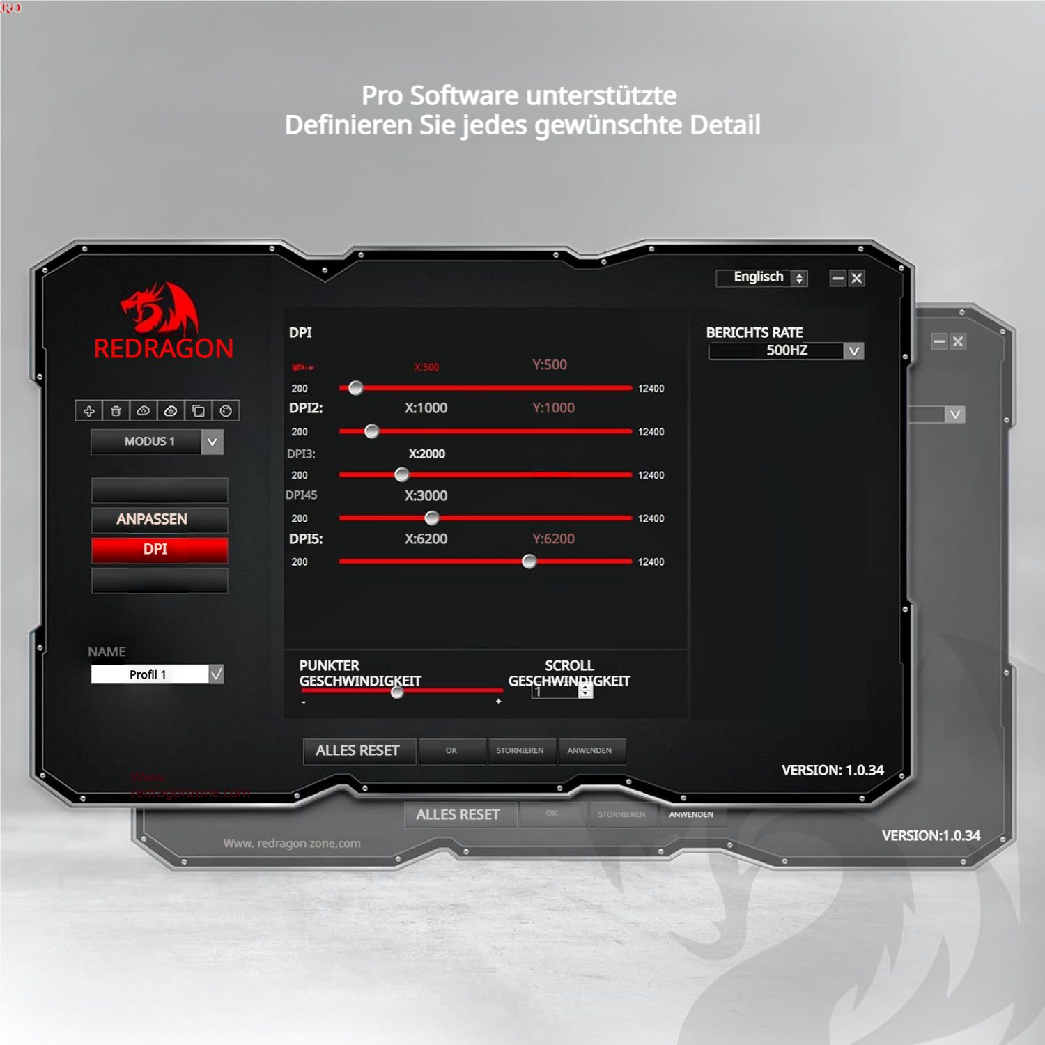 Redragon 12400 DPI Kabelgebundene Laser MMO mit Hochpräziser Betätigung Gaming-Maus (kabelgebunden, RGB-Hintergrundbeleuchtung & Programmierbare Tasten) – Bild 5 von 5