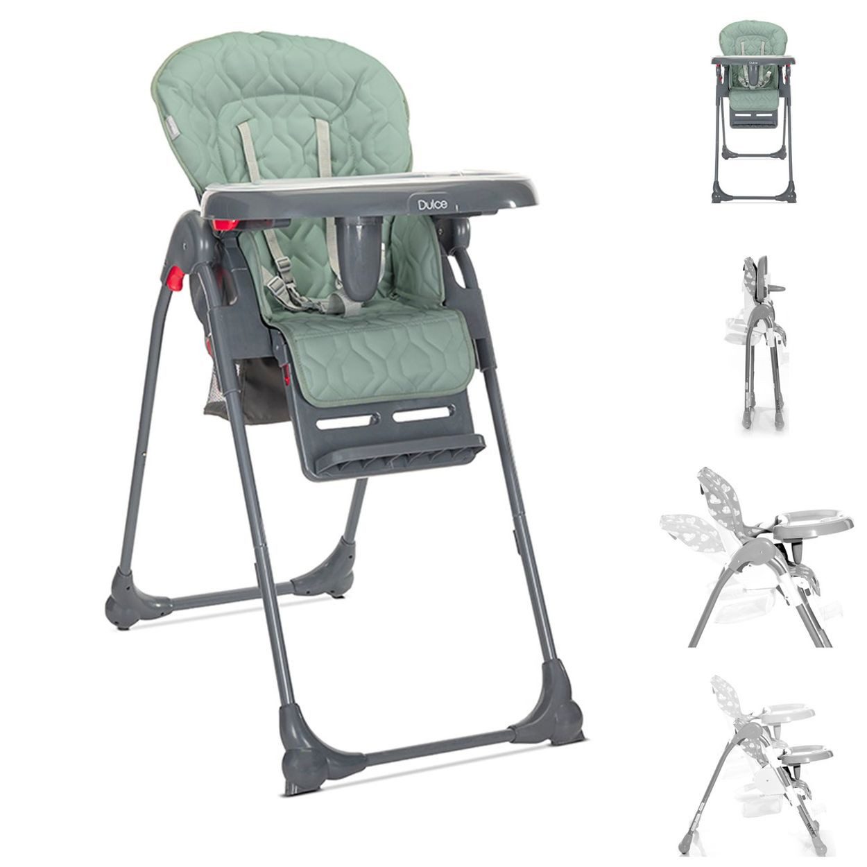 Lorelli Kombihochstuhl Kinderhochstuhl Dulce, Sitzhöhe verstellbar, faltbar, 5-Punkt-Gurt, Korb