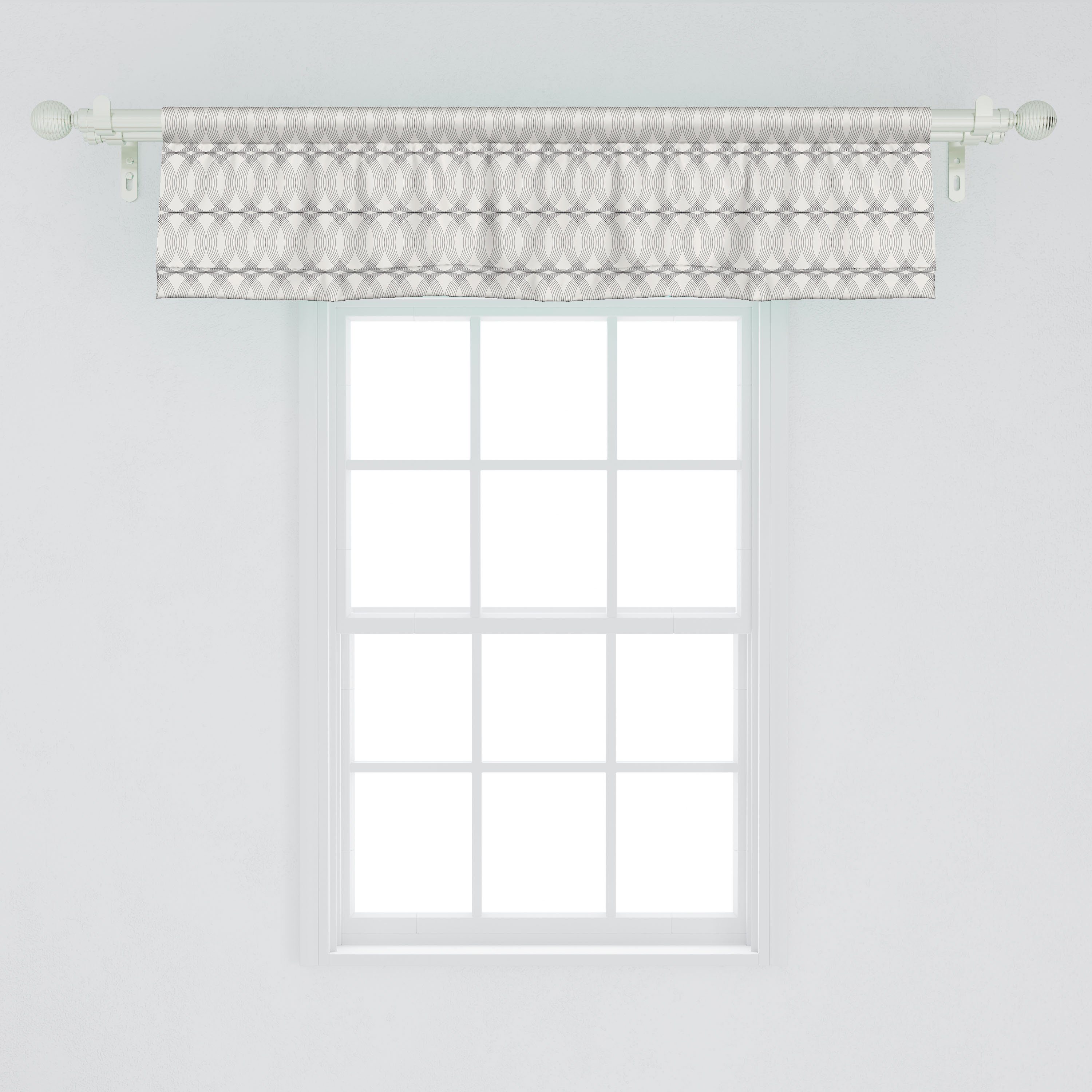Scheibengardine Vorhang Volant für Stangentasche, Kreise Geometrisch Microfaser, Dekor Küche Zeitgenössische Kunst mit Abakuhaus, Schlafzimmer