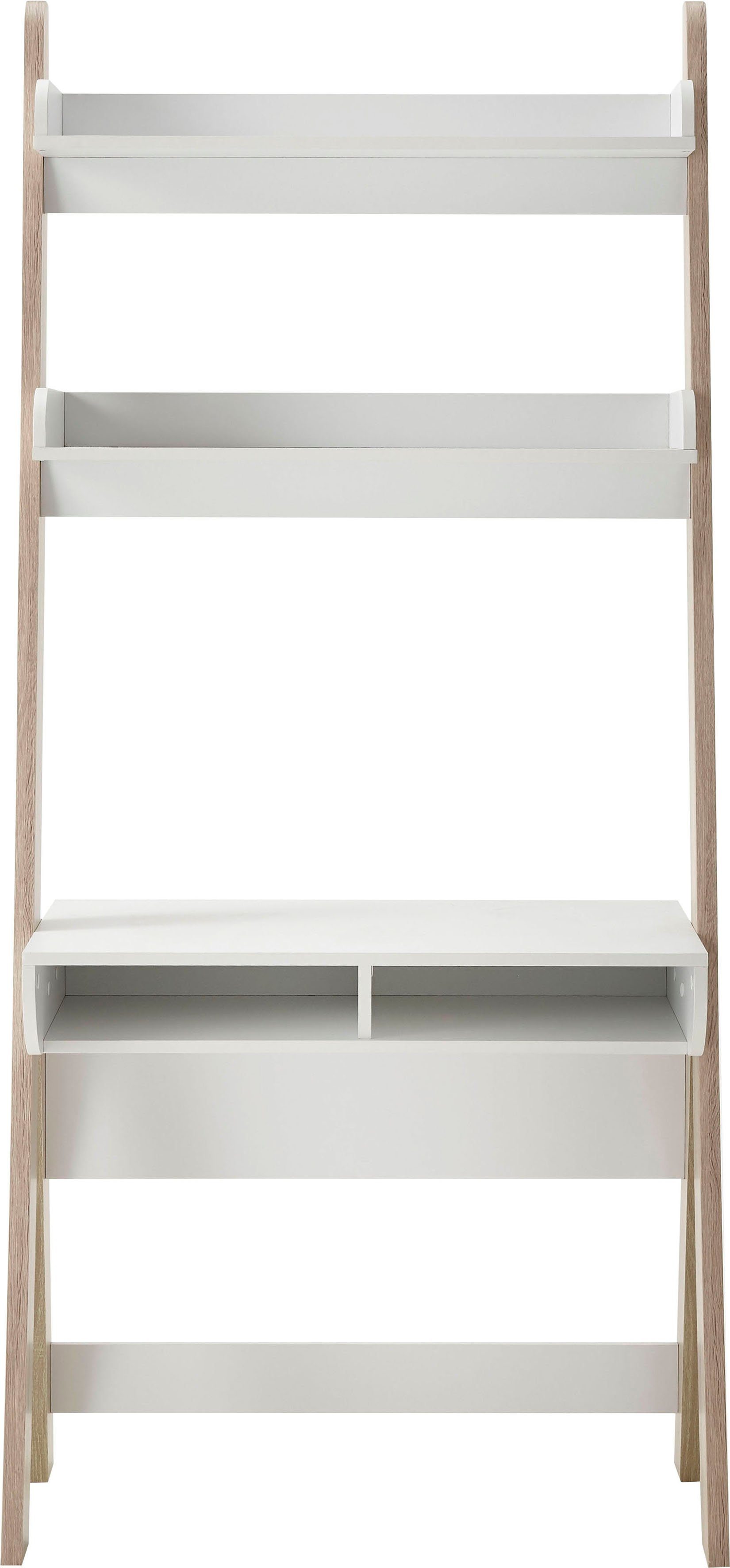 MCA furniture Schreibtisch Viterbo, Standregal mit Schreibtisch weiß matt, Eiche hell Dekor, Breite 85 cm
