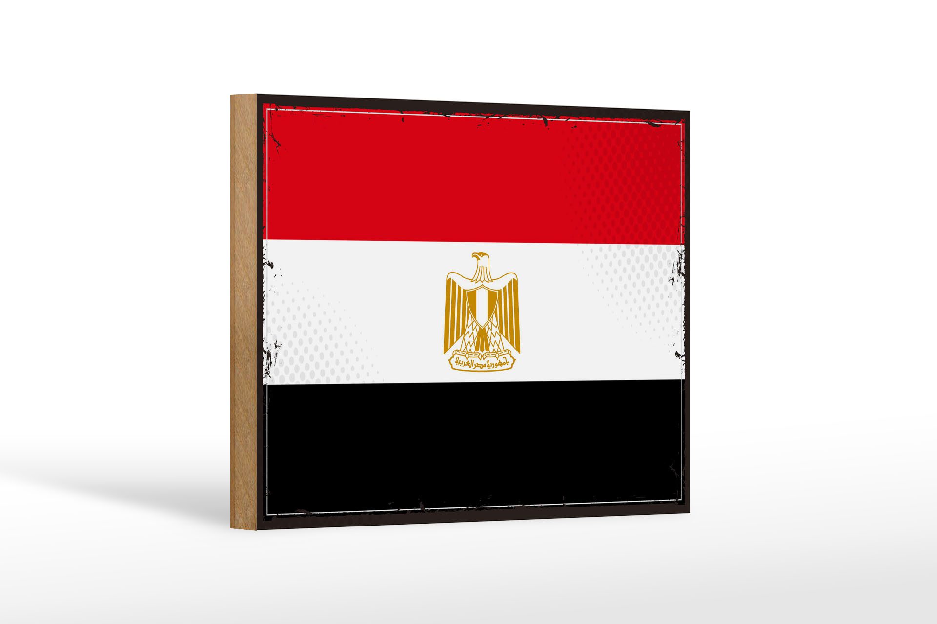 Femer GmbH Holzbild Flagge Ägyptens 18x12 cm Retro Flag of Egypt, Flaggen (1 St), Glatte Holzfaserplatte (MDF), vorn beschichtet