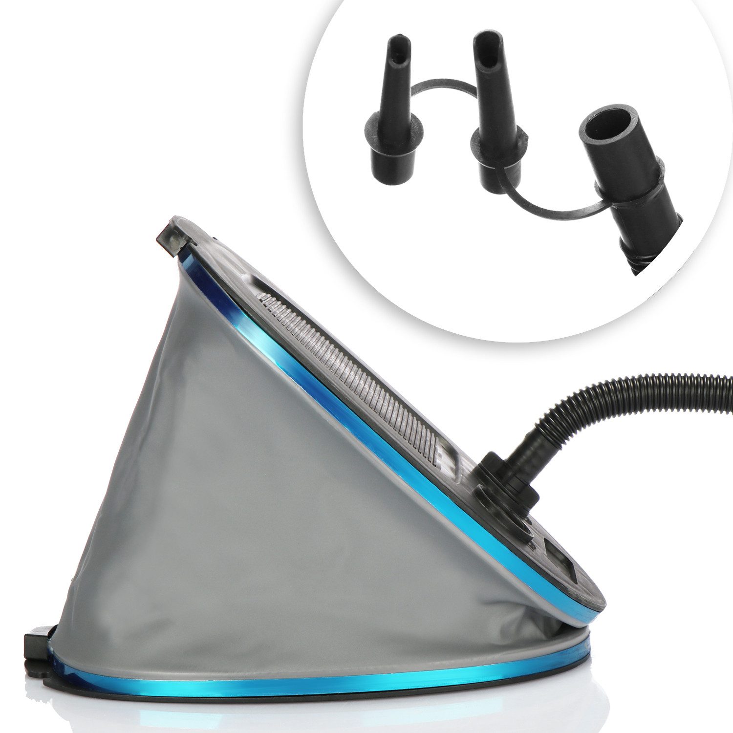 com-four Luftpumpe Fußluftpumpe mit 2 Luft-Düsen, Luftpumpe mit 5 Liter Volumen (1-tlg), zum Aufblasen und Absaugen von Matratzen und Aufblasobjekten – Bild 5 von 5