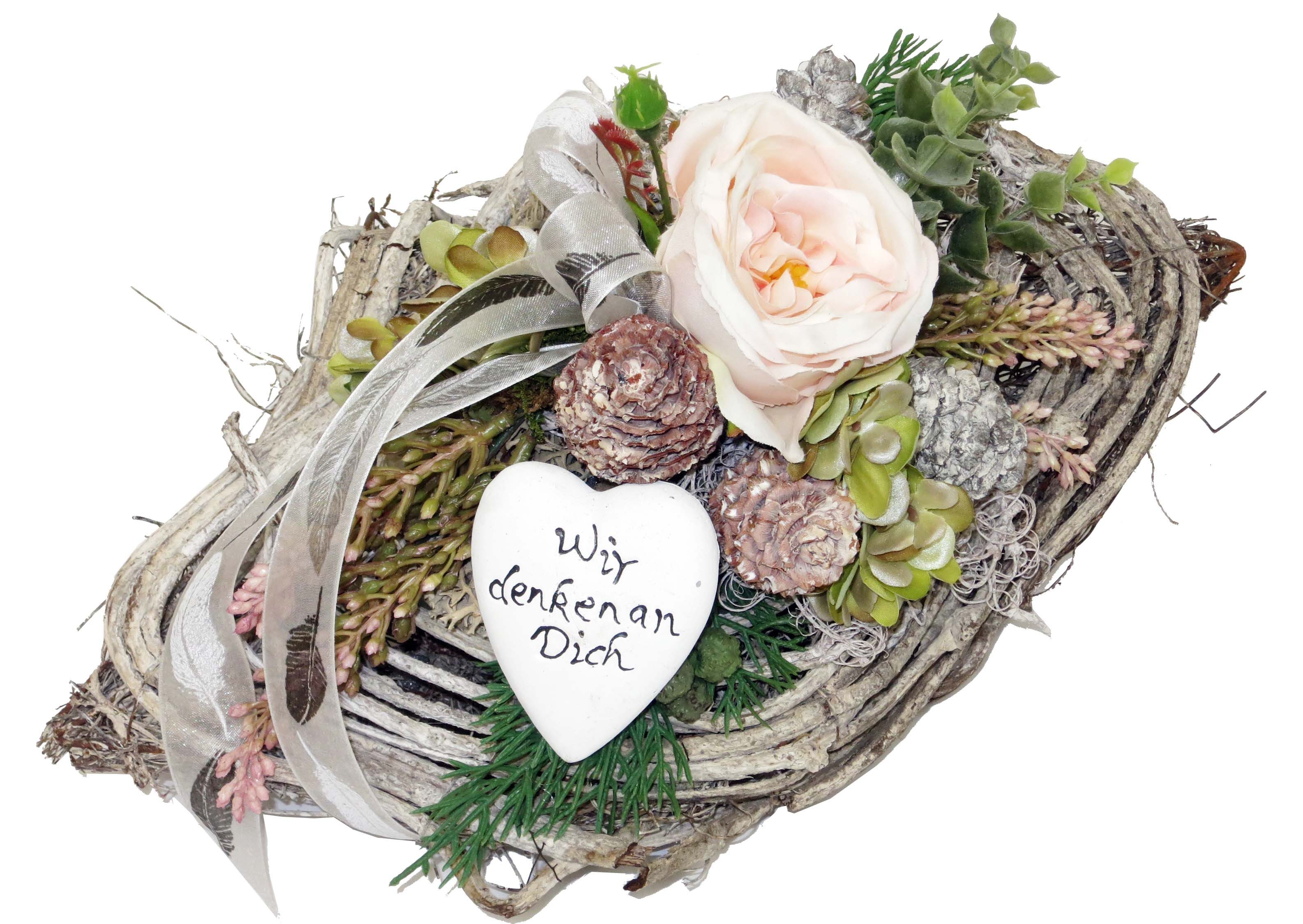CreaFlor Home Dekokranz Grabschmuck, Handarbeit, natur, Motiv: Herz