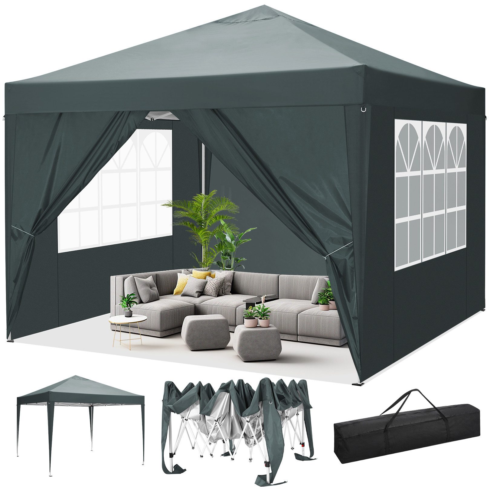 LUCKZON Pavillon 3x3m Pavillon, wasserdicht,UV-Schutz 50+, günstig online kaufen