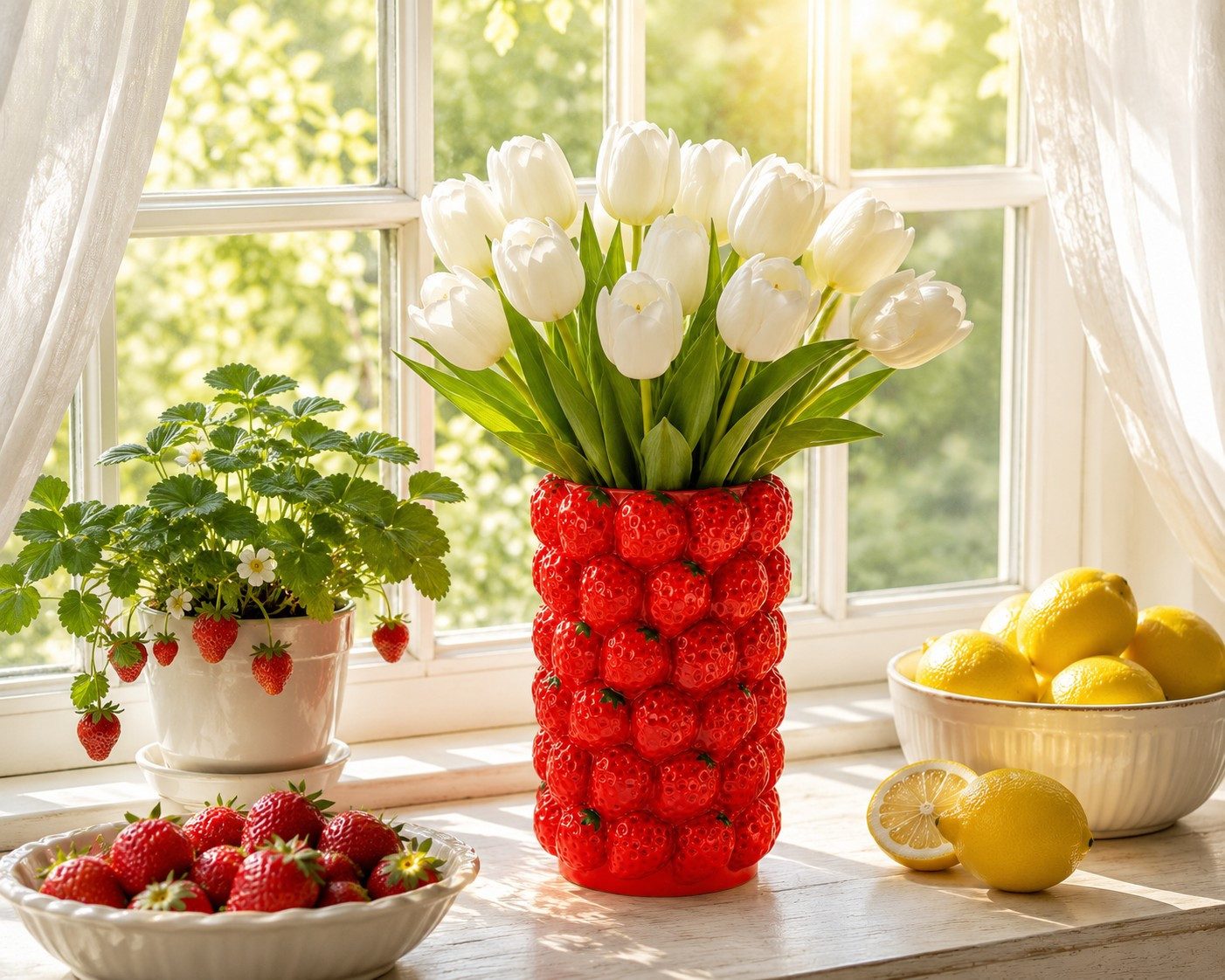Wurm Dekovase Otto Blumenvase Erdbeeren aus Keramik