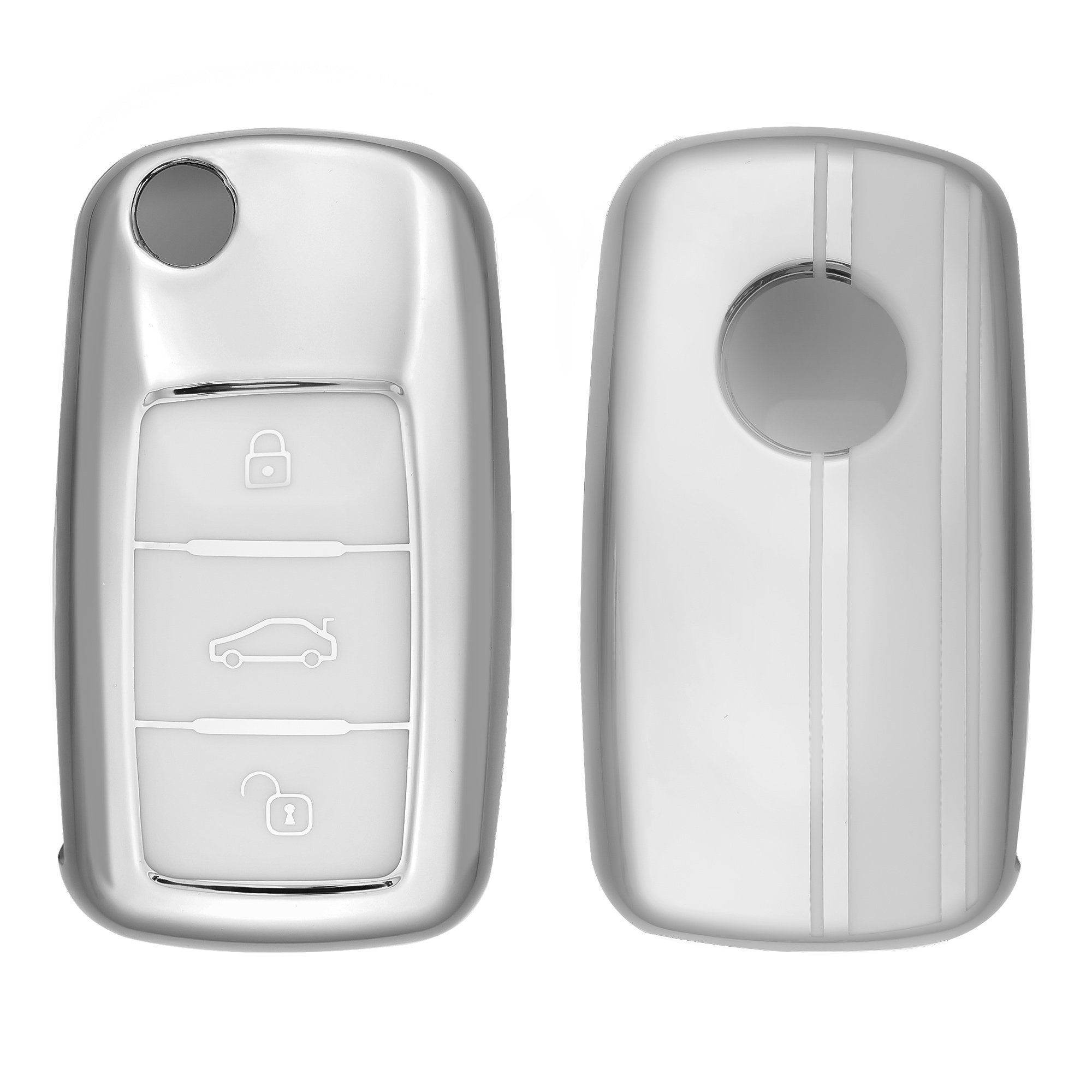 kwmobile Schlüsseltasche Autoschlüssel Hülle für TPU VW Skoda Seat, Weiß Schlüsselhülle