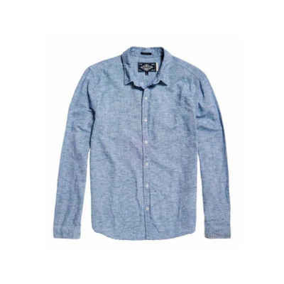 Superdry Langarmhemd hell-blau (1-tlg)