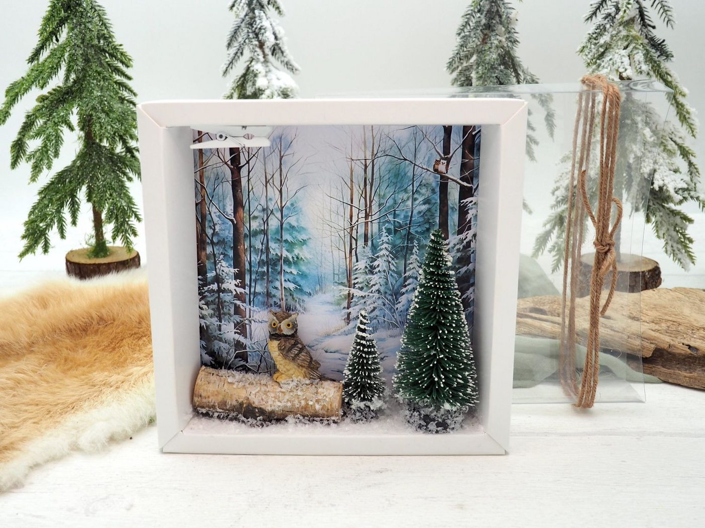 Thumbnail - ZauberDeko Geschenkbox Geldgeschenk Verpackung Weihnachten Eule Wald Geschenk Gutschein