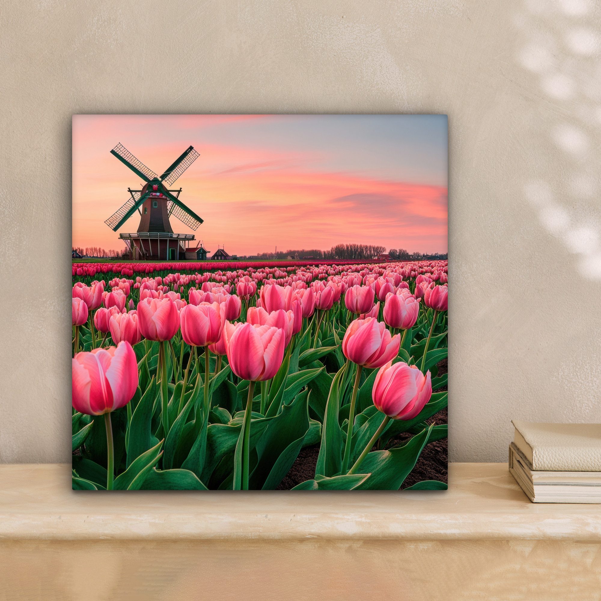 OneMillionCanvasses® Leinwandbild Tulpen - Mühle - günstig online kaufen