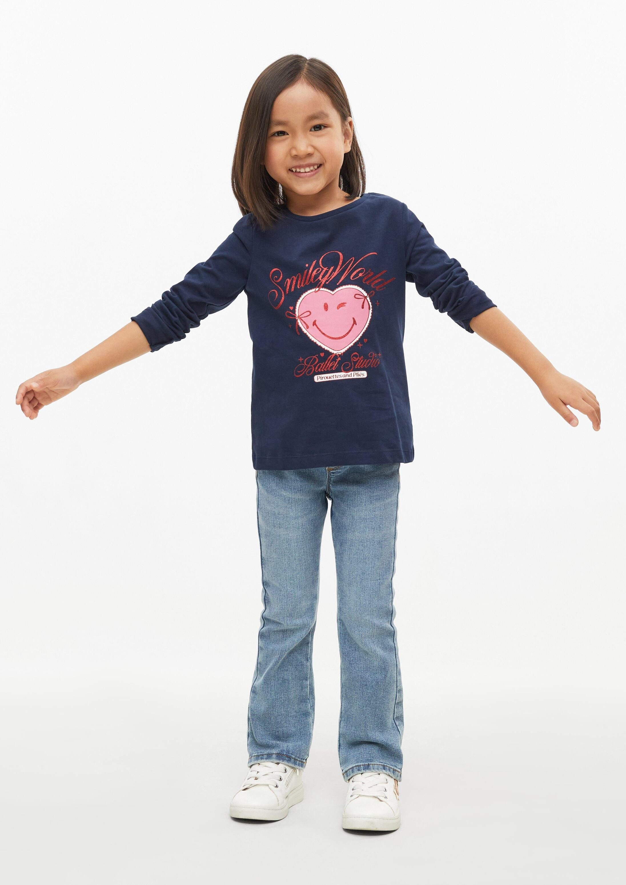 s.Oliver Langarmshirt T-Shirt Smiley® T-Shirt mit Glitzerprint – Bild 3 von 4