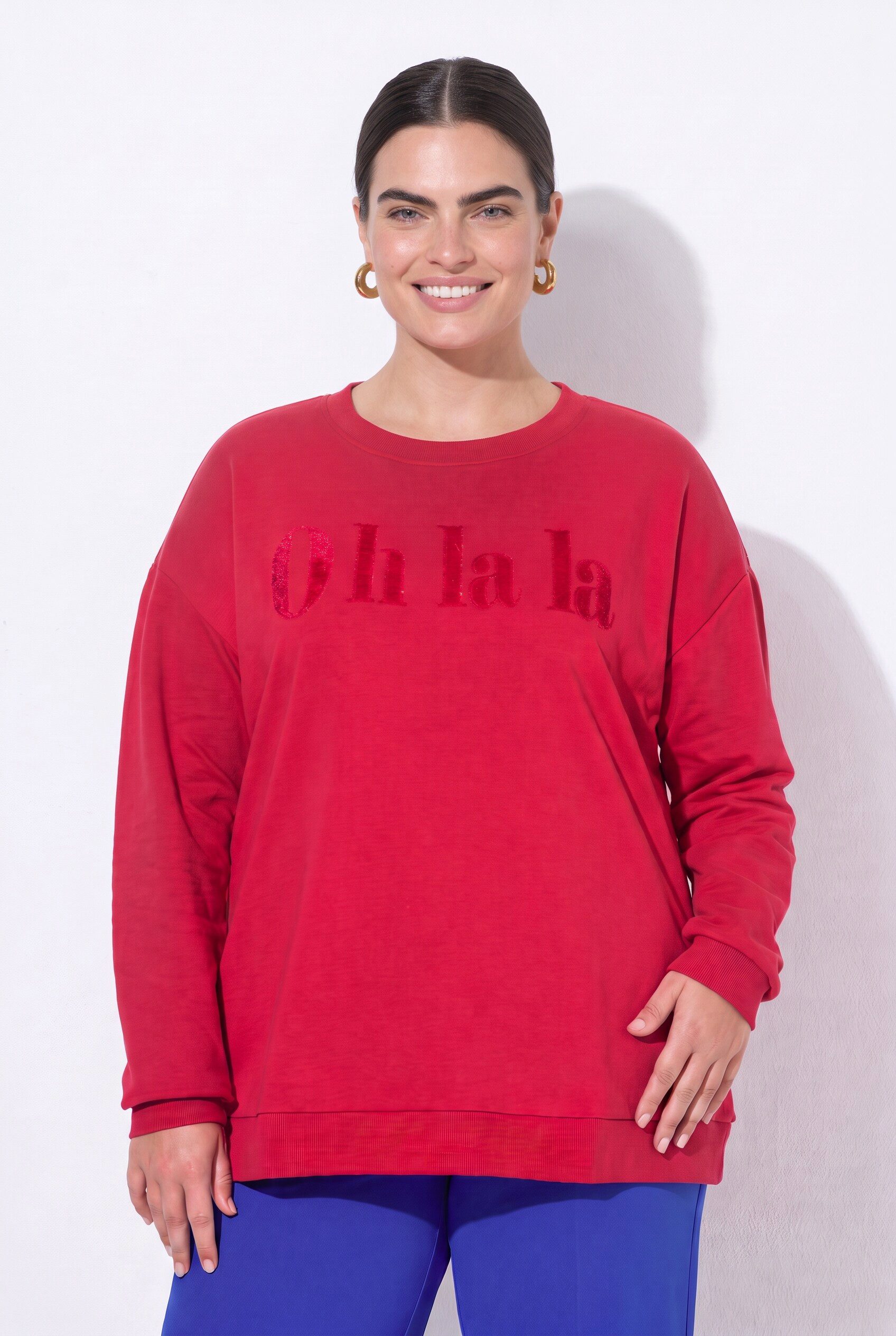 MIAMODA Sweatshirt Sweatshirt Boxy Fit Flock-Schriftzug