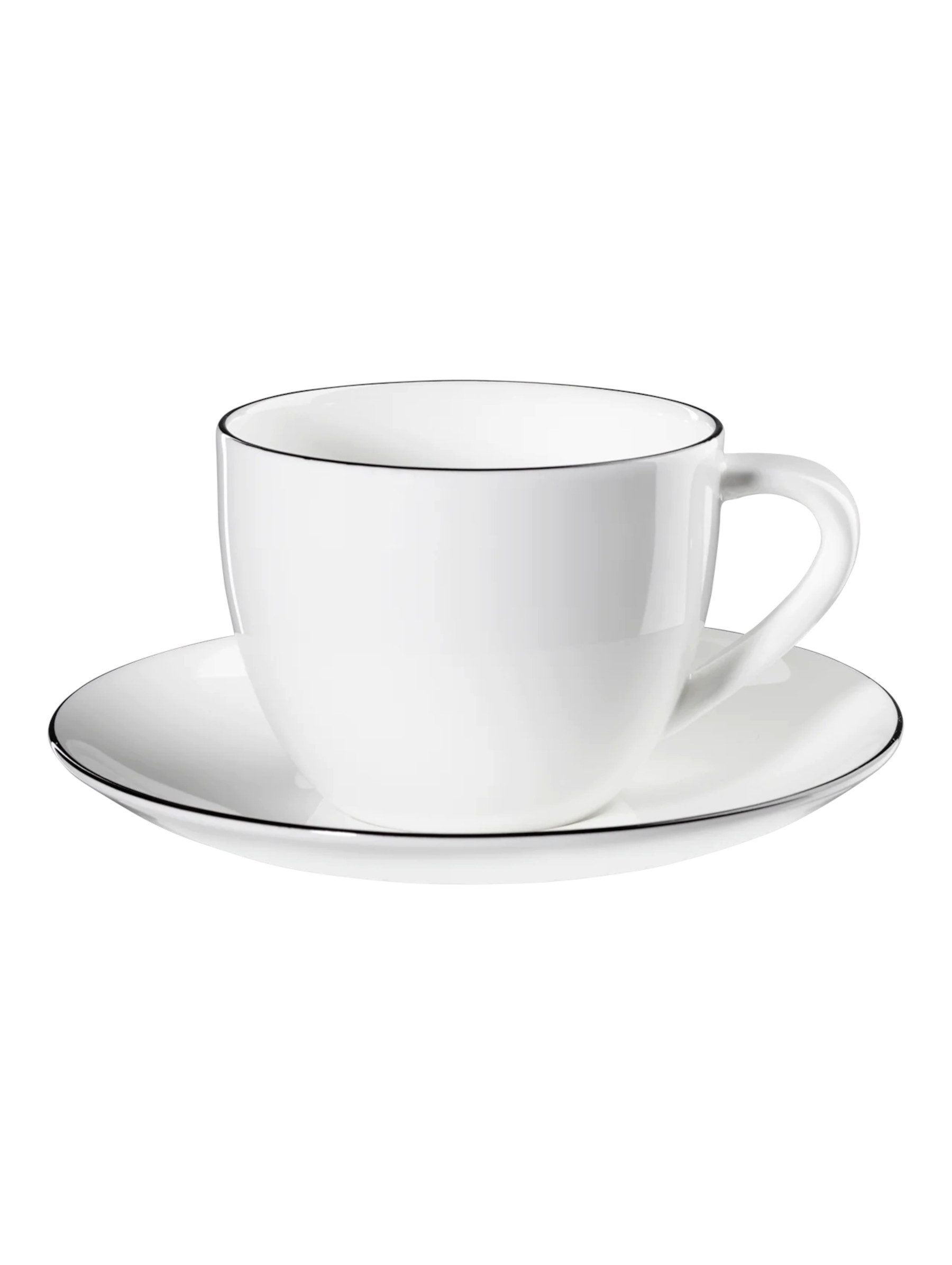 ASA SELECTION Tasse ASA Selection à table ligne noire Cappuccinotasse mit Unterteller, Fine Bone China