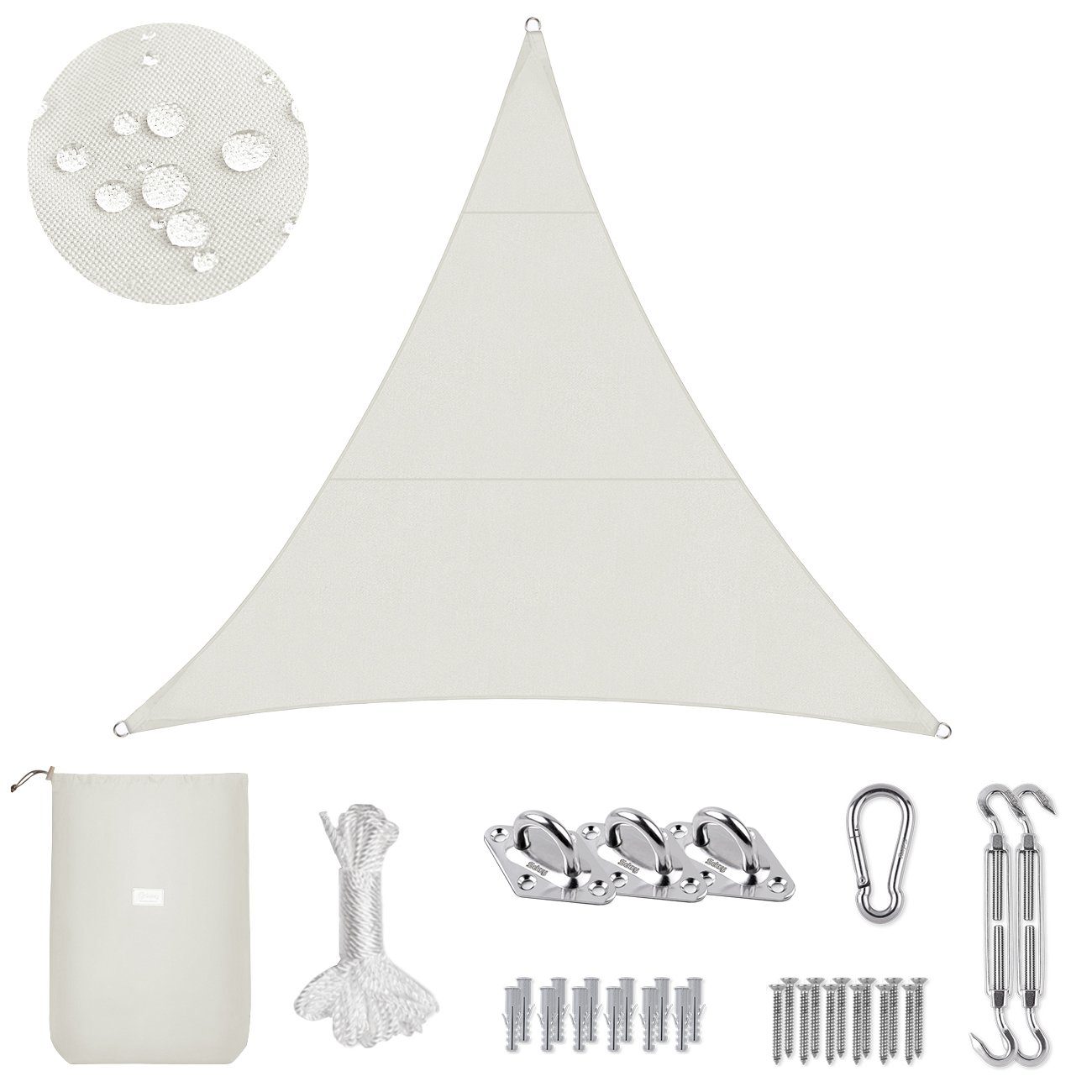 Sekey Sonnensegel Sonnensegel mit Kit Wasserdicht Windschutz PES Dreieckig