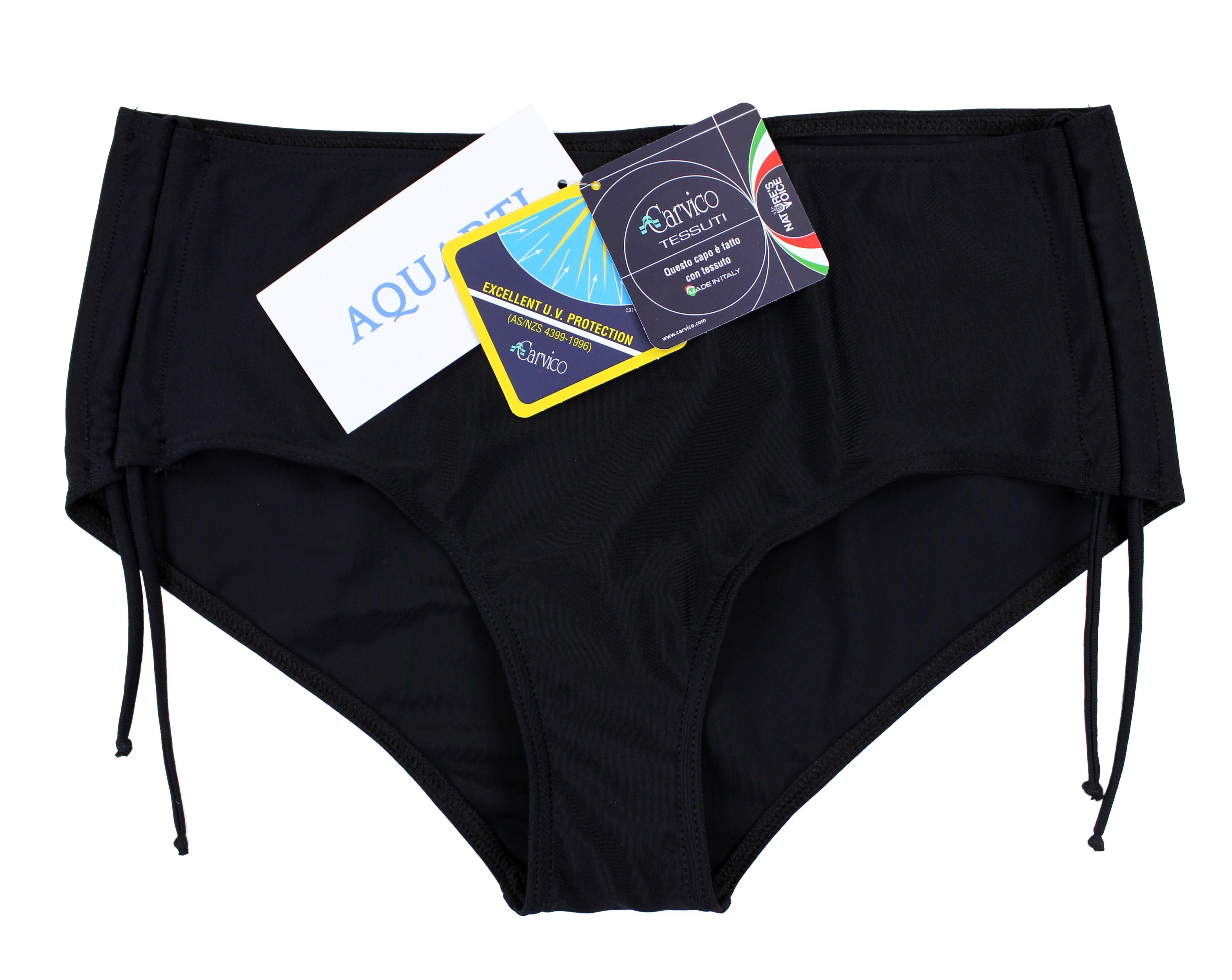 Schwarz und Bikinihose mit Bikini-Hose Schnüren Aquarti Aquarti Damen Raffung