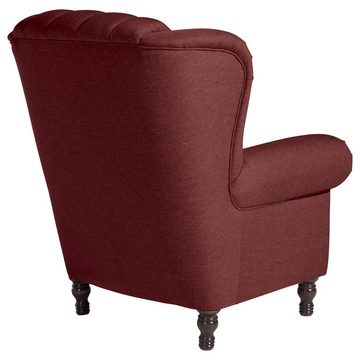 Max Winzer® Chesterfield-Sessel Vary Ohrenbackensessel Flachgewebe rot, Made in Germany