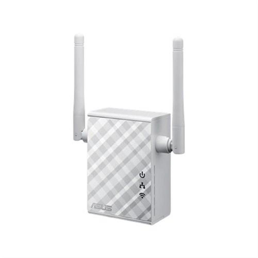 Asus RP-N12 N300 WLAN-Repeater, 802.11 b/g/n, Power-Schalter, 2 externe Antennen, Access Point, weiß