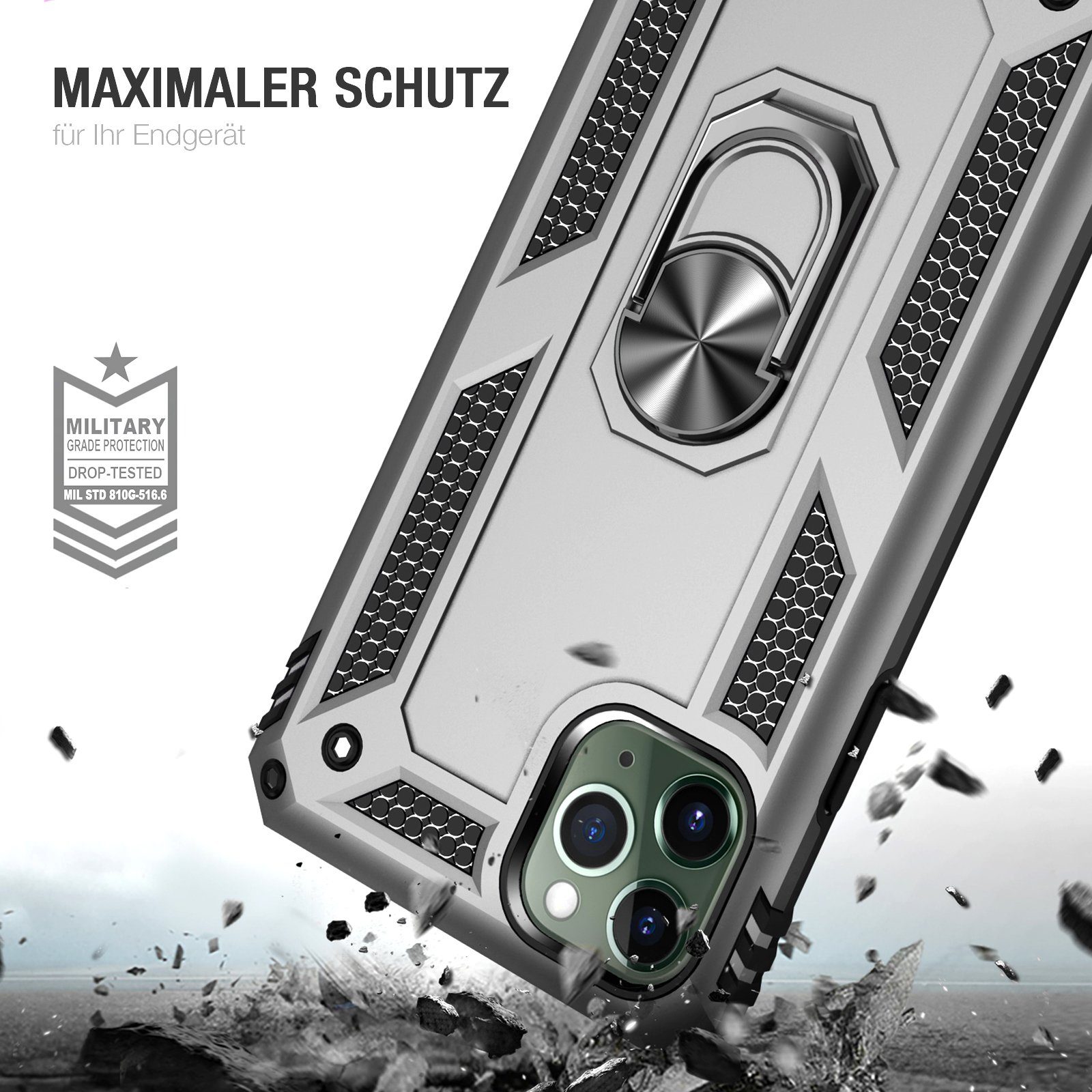 Tec-Expert Handyhülle Outdoor Cover Hülle für Apple iPhone 11 Pro Max 6.5 Zoll, 6.5, Premium Hülle aus verstärktem Polycarbonat