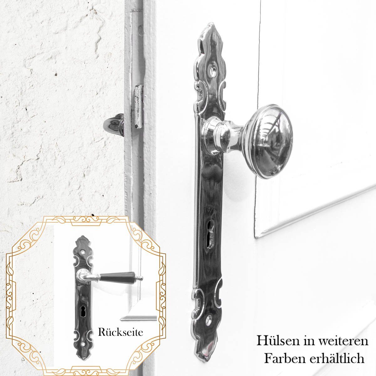 Antikas Türbeschlag Türbeschlag mit Türklinke & Knauf für Zimmertüren- Drehbar, BB72