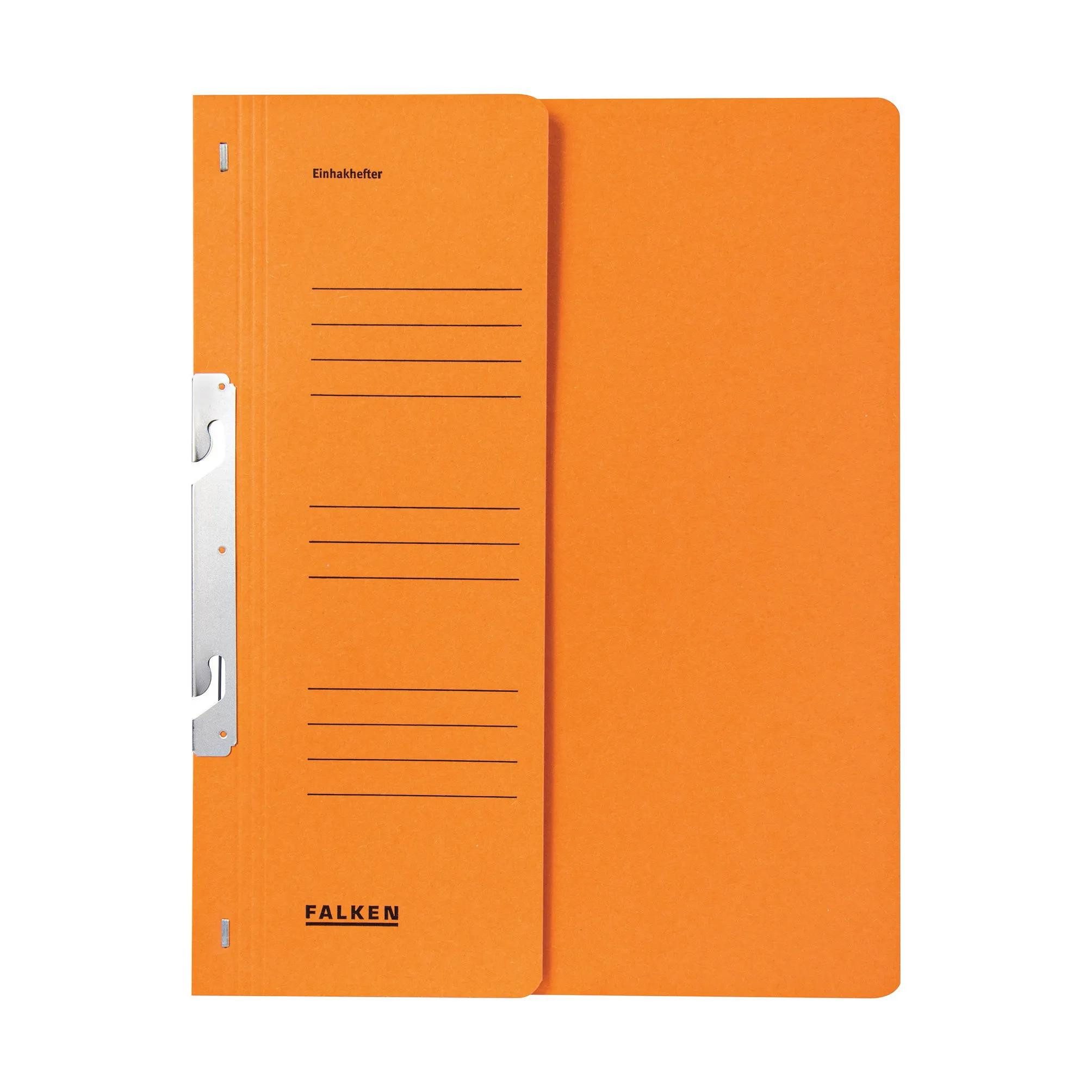 Falken Organisationsmappe 50x Einhakhefter A4 RC-Krt. 1/2 Vorderd. kaufmHeftung Orange 80000755F, Schnellhefter Ösenhefter Einhakhefter