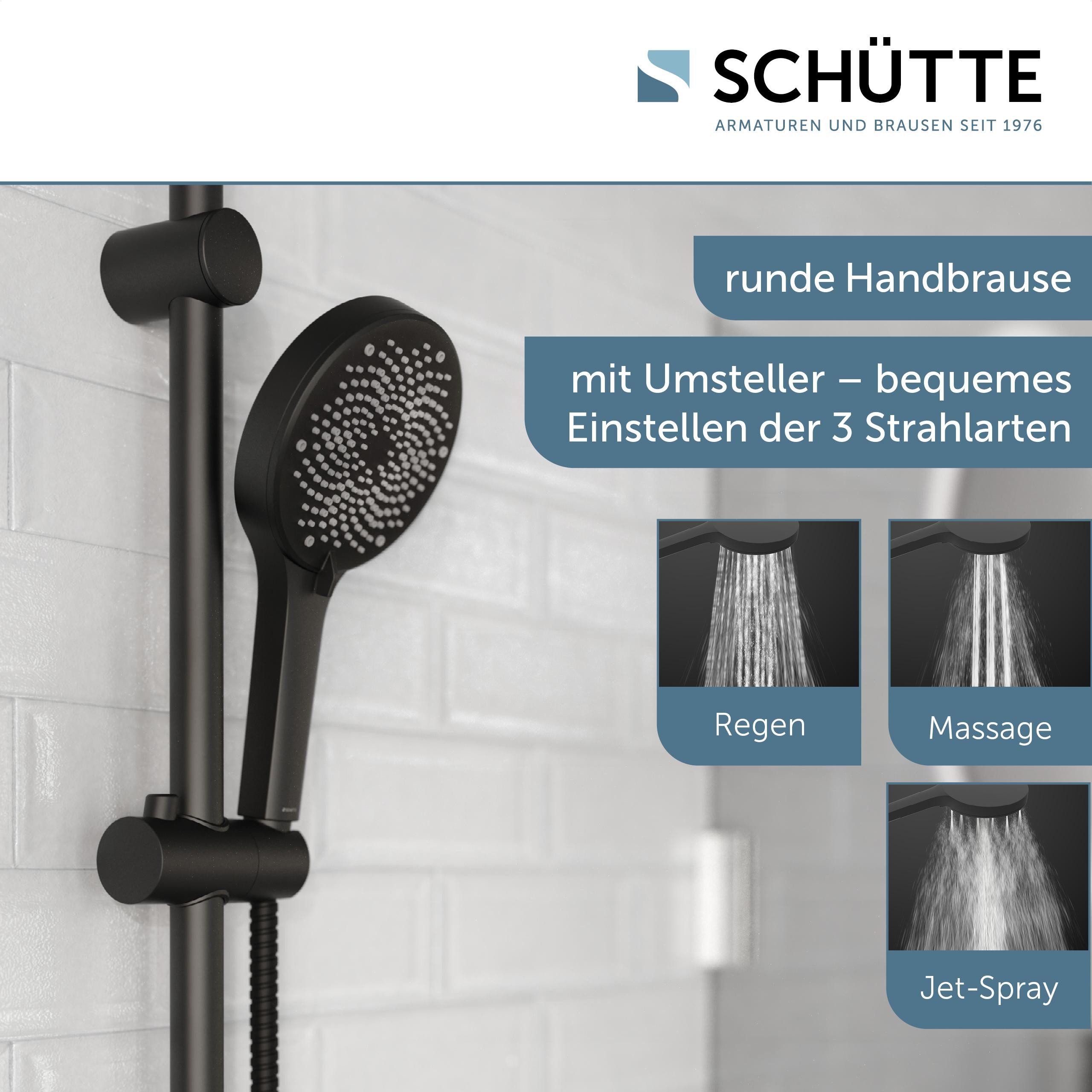 Schütte Stangenbrause-Set CORDOBA chrom, 3 Strahlart(en), 3-fach verstellbar, Antikalk-Noppen, Klebe- oder Schraubmontage