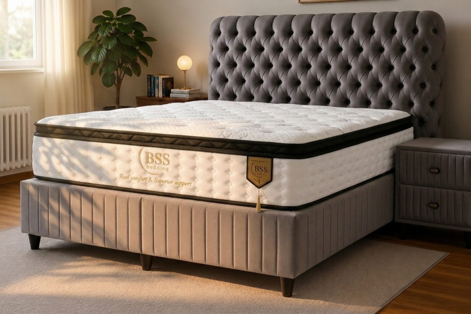 BSS BEDDING Polsterbett mit Bettkasten, Boxspringbett mit Matratze & Stauraum, Bett (mit/ohne Nachttisch), Taschenfederkernmatratze