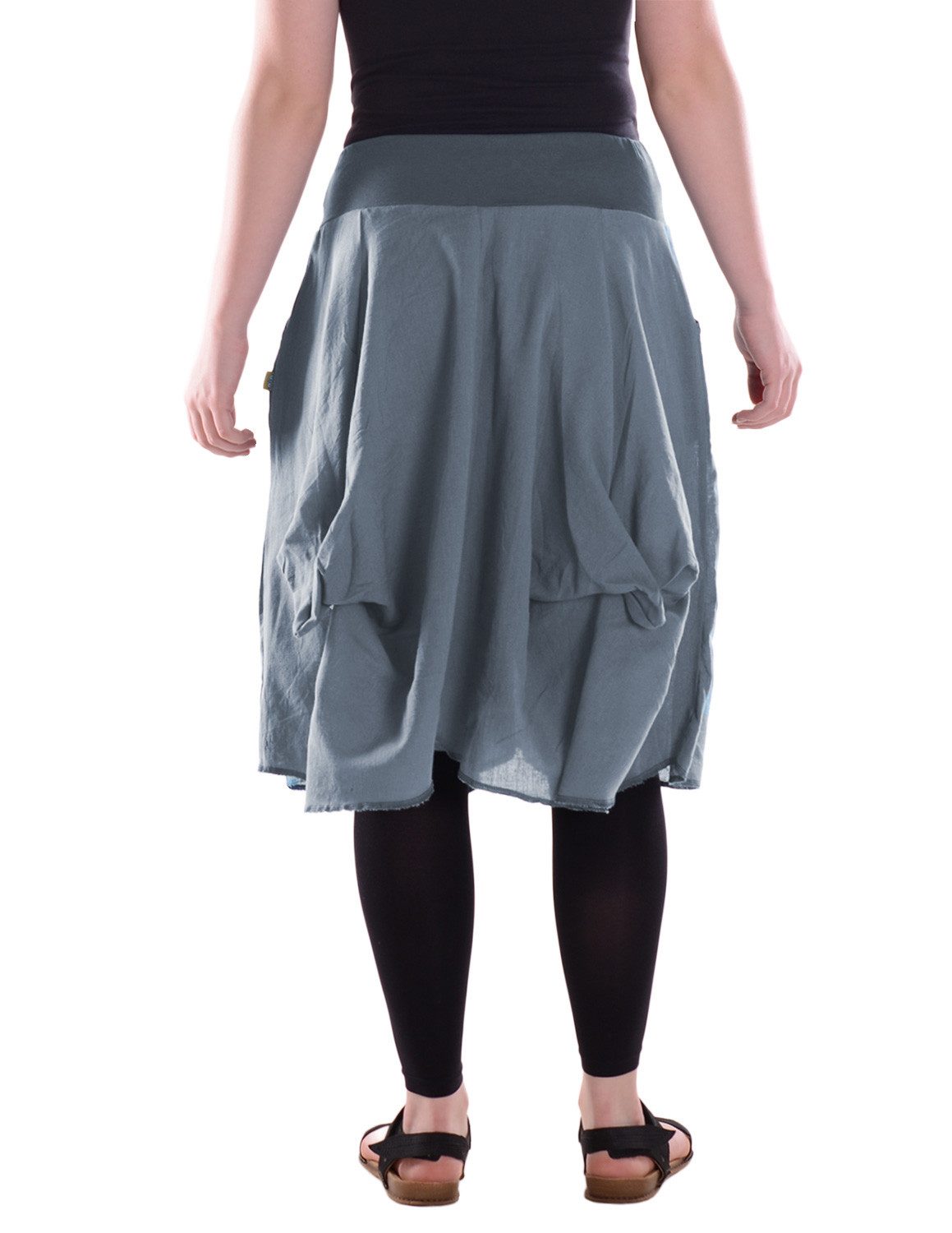 Vishes Sommerrock Damen knielanger Rock Baumwolle Vintage, Retro extra breiter Bund Alternative Bekleidung, Ethno, Hippie, Retro Style
