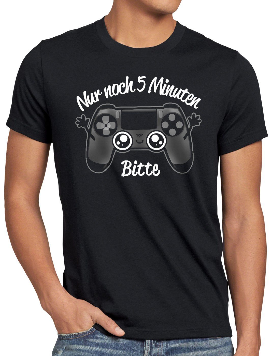 style3 Print-Shirt Herren T-Shirt Nur noch 5 Minuten fünf ps pro controller gamer gamepad schwarz