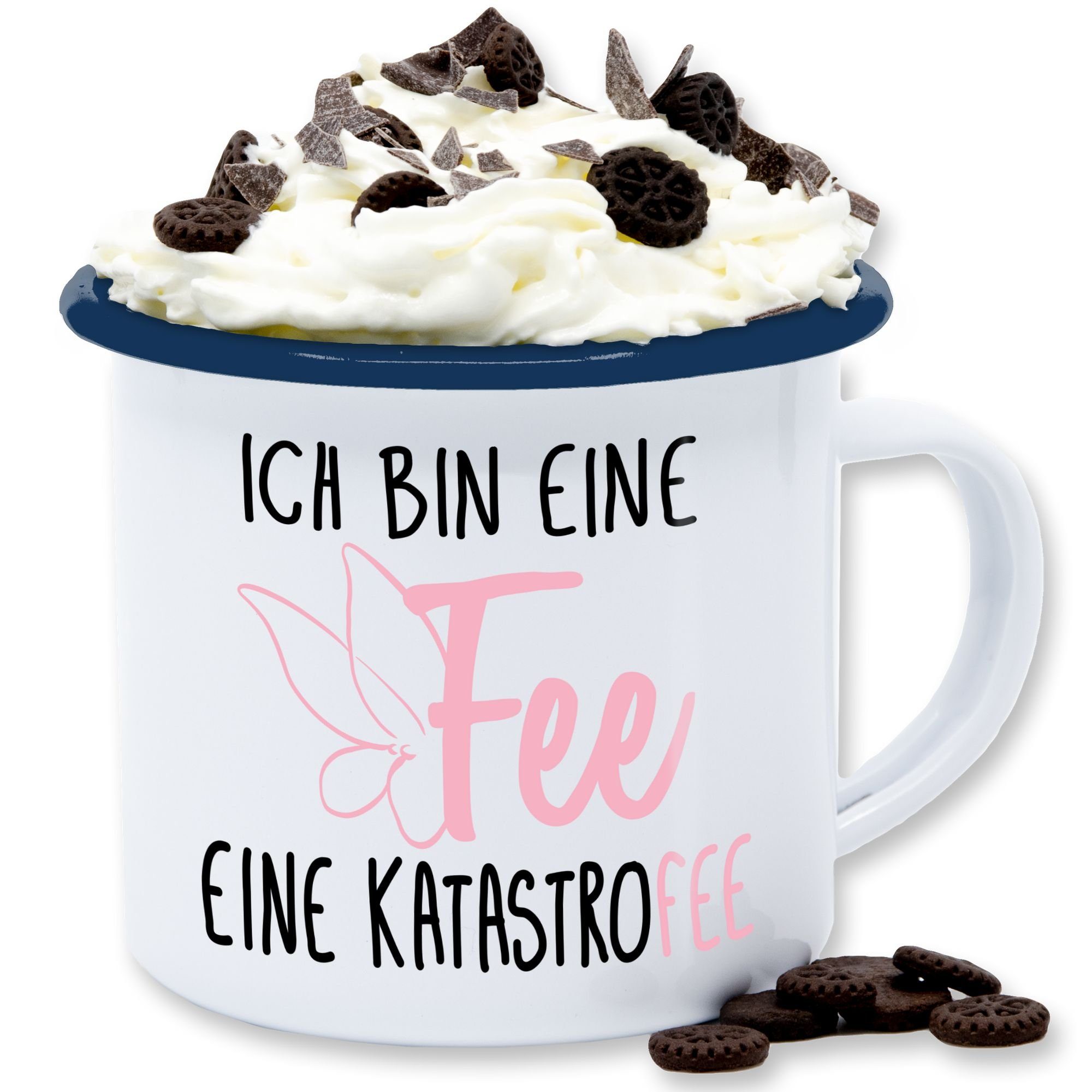 Shirtracer Tasse Ich bin eine Fee, Stahlblech, Statement Sprüche 2 Weiß Blau