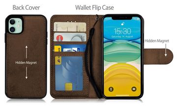 MyGadget Handyhülle Flip Case Klapphülle für Apple iPhone 11, Magnetische Hülle aus Kunstleder Klapphülle Kartenfach Schutzhülle