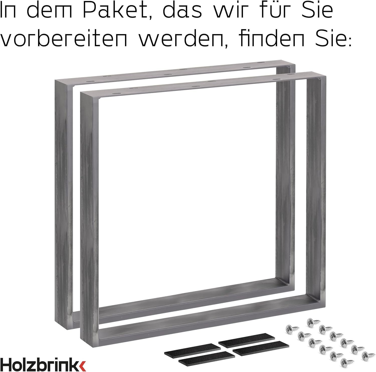 HOLZBRINK Tischbein Tischgestell Möbelfüße Tischuntergestell inkl. Bodenschoner, Tischkufen Industriestahl pulverbeschichtet