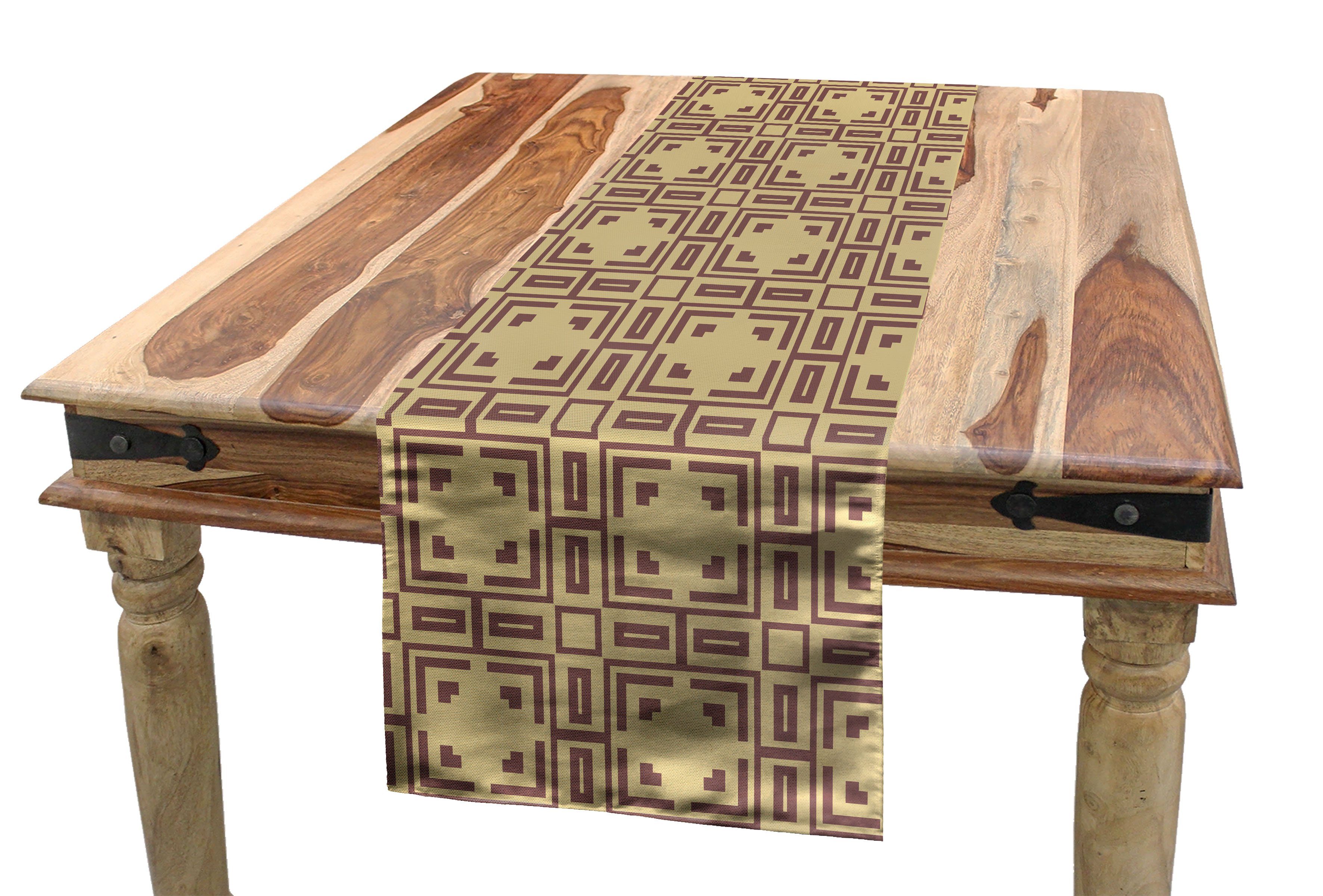 Abakuhaus Tischläufer Esszimmer Küche Rechteckiger Dekorativer Tischläufer, Art Deco Quadrat und Rechteck-Motiv
