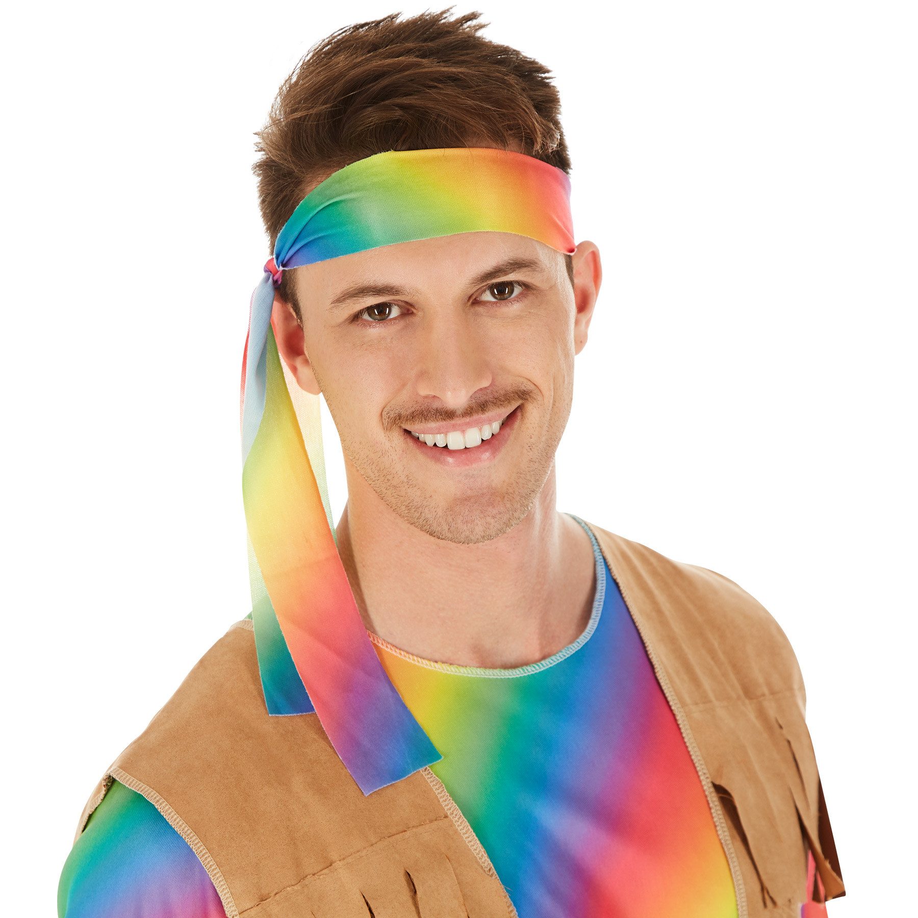 dressforfun Hippie-Kostüm Herrenkostüm Hippie Peace, Cooles, buntes Elastik-Jersey-T-Shirt