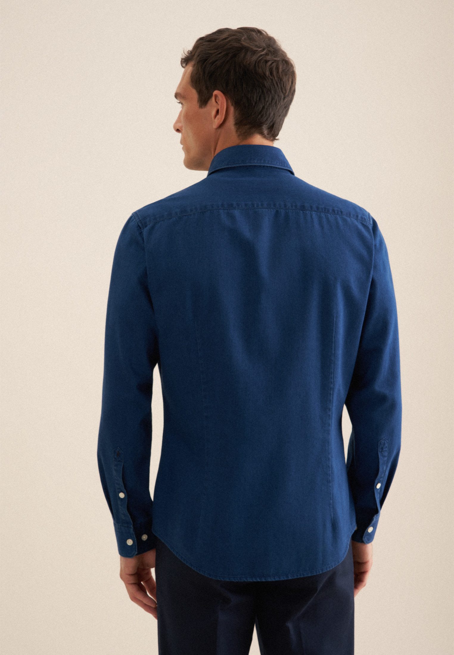 seidensticker Jeanshemd Slim 1/1 Kentkragen Denim